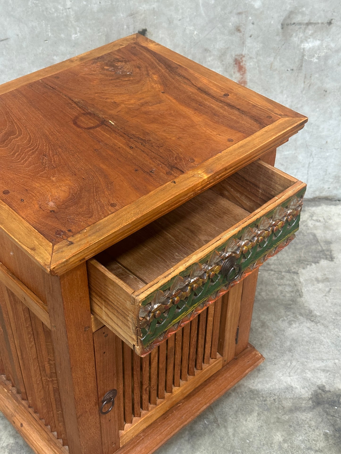 Hand-Carved Polychrome Cabinet, Mexican Folk Art, Spanish Cedar