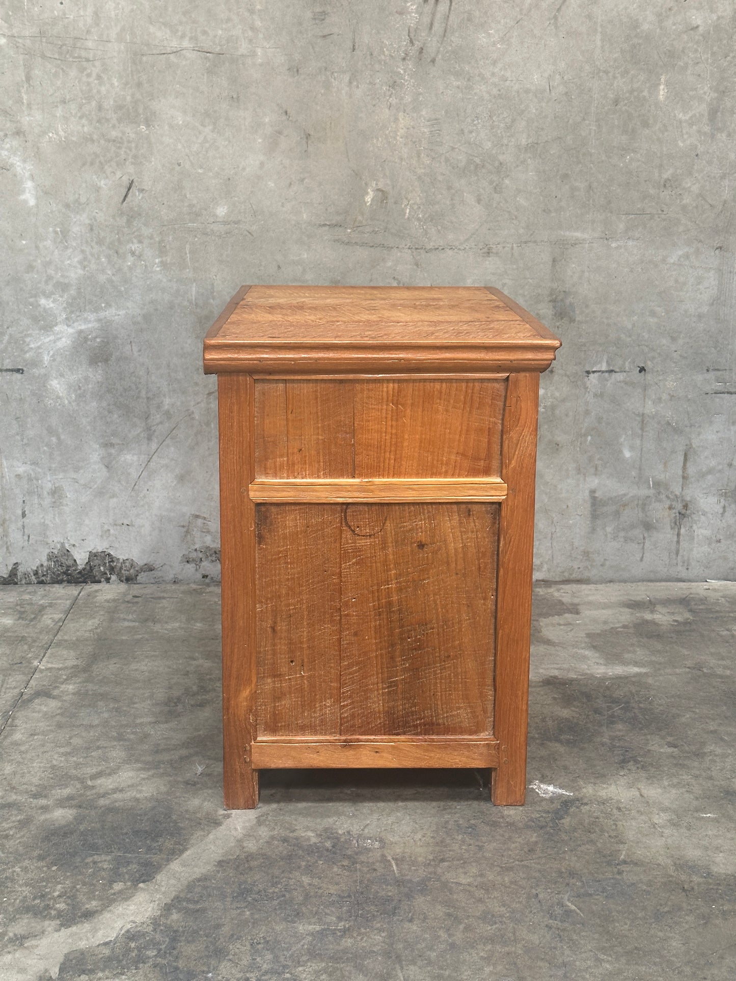Antique Indonesian Dutch Colonial Teak Cabinet, Two-Drawer Two-Door, Iron Pulls