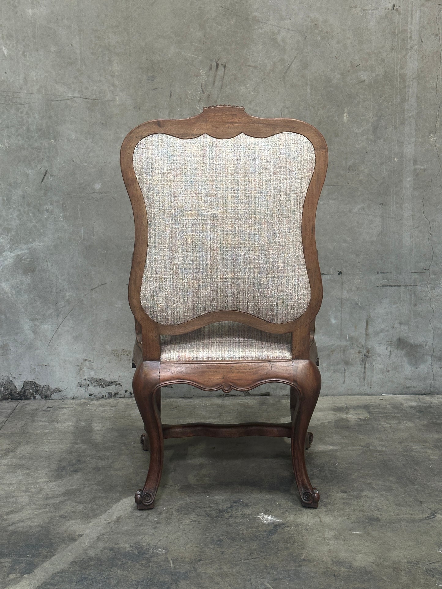 Pair Antique Oversized French Louis Philippe / Napoleon III Walnut Salon Fauteuils, Cartouche-Back, 49 Inch H