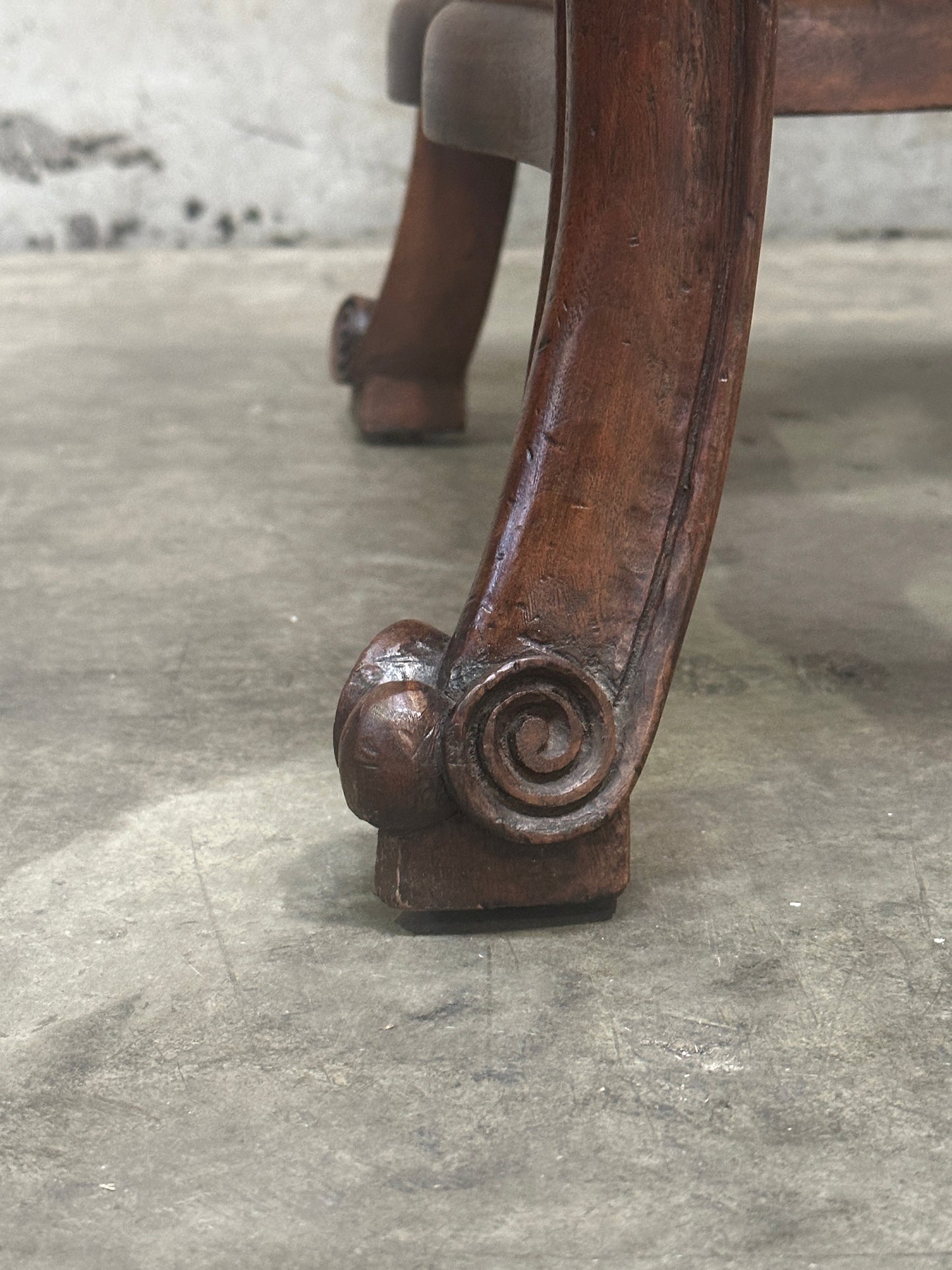 Pair Antique Oversized French Louis Philippe / Napoleon III Walnut Salon Fauteuils, Cartouche-Back, 49 Inch H