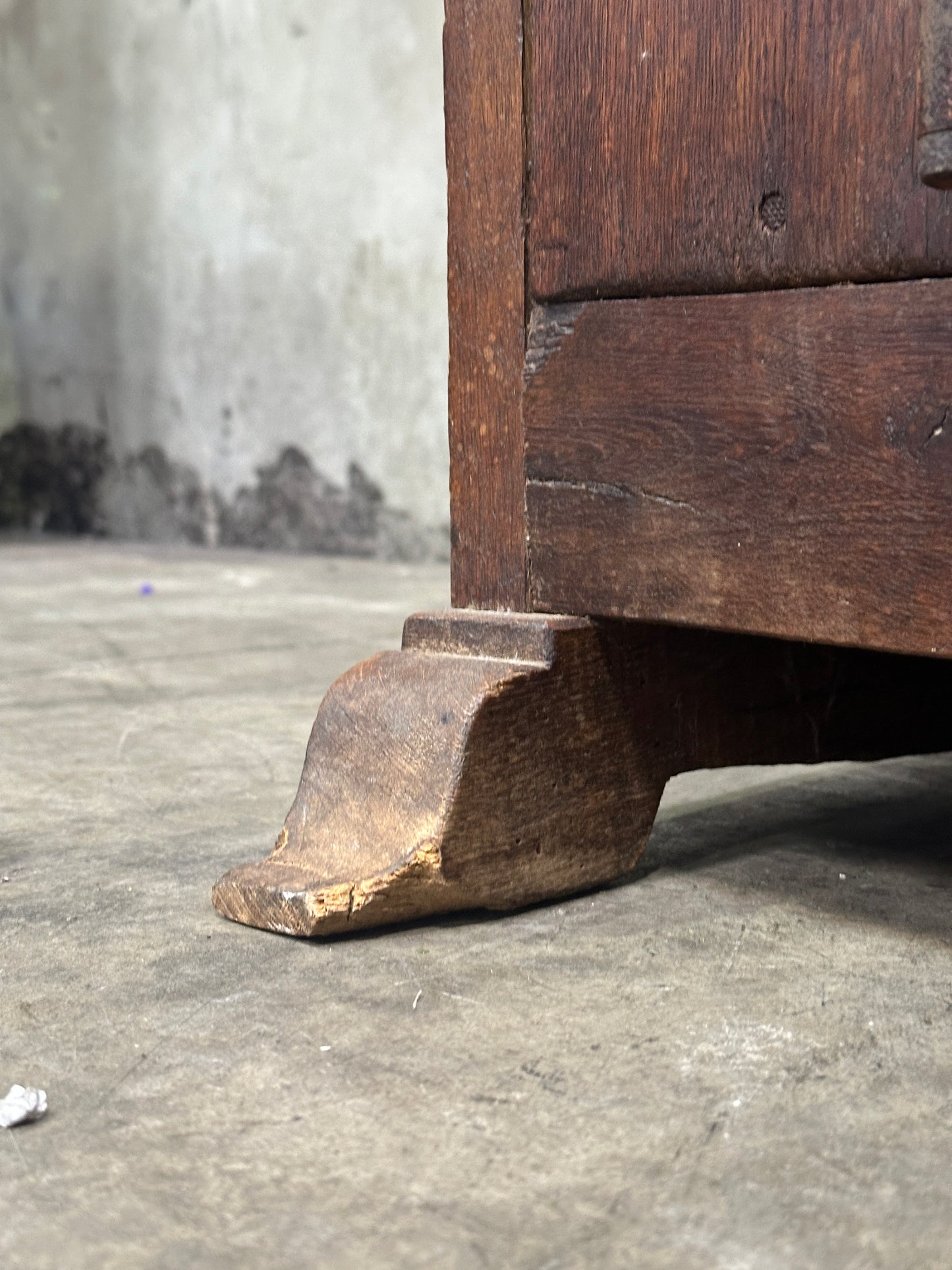 Antique Primitive Hardwood Cupboard, Scalloped Gallery, Hand-Forged Iron