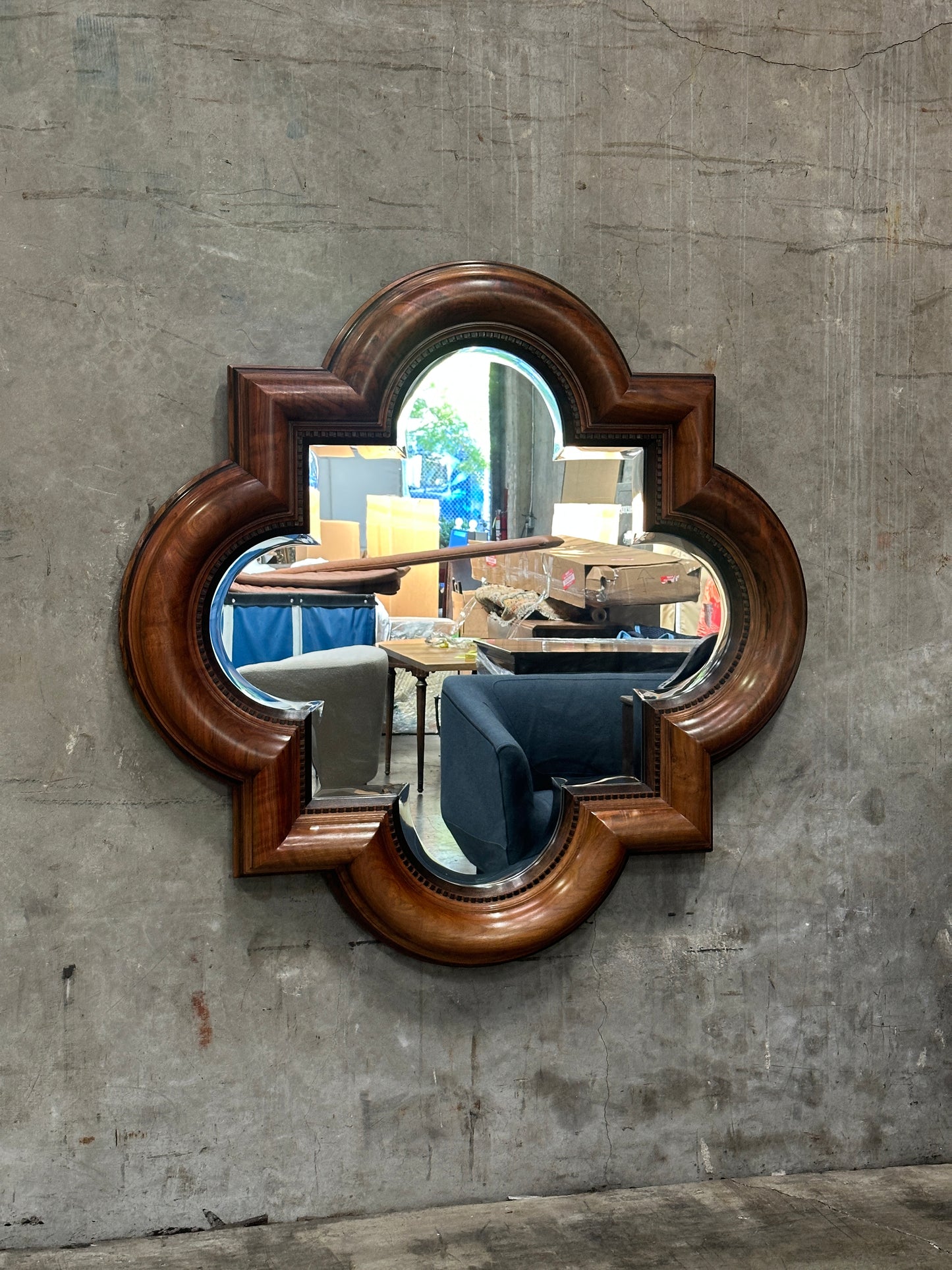 Theodore Alexander 'Uppingham Cavetto Quatrefoil' Walnut Mirror
