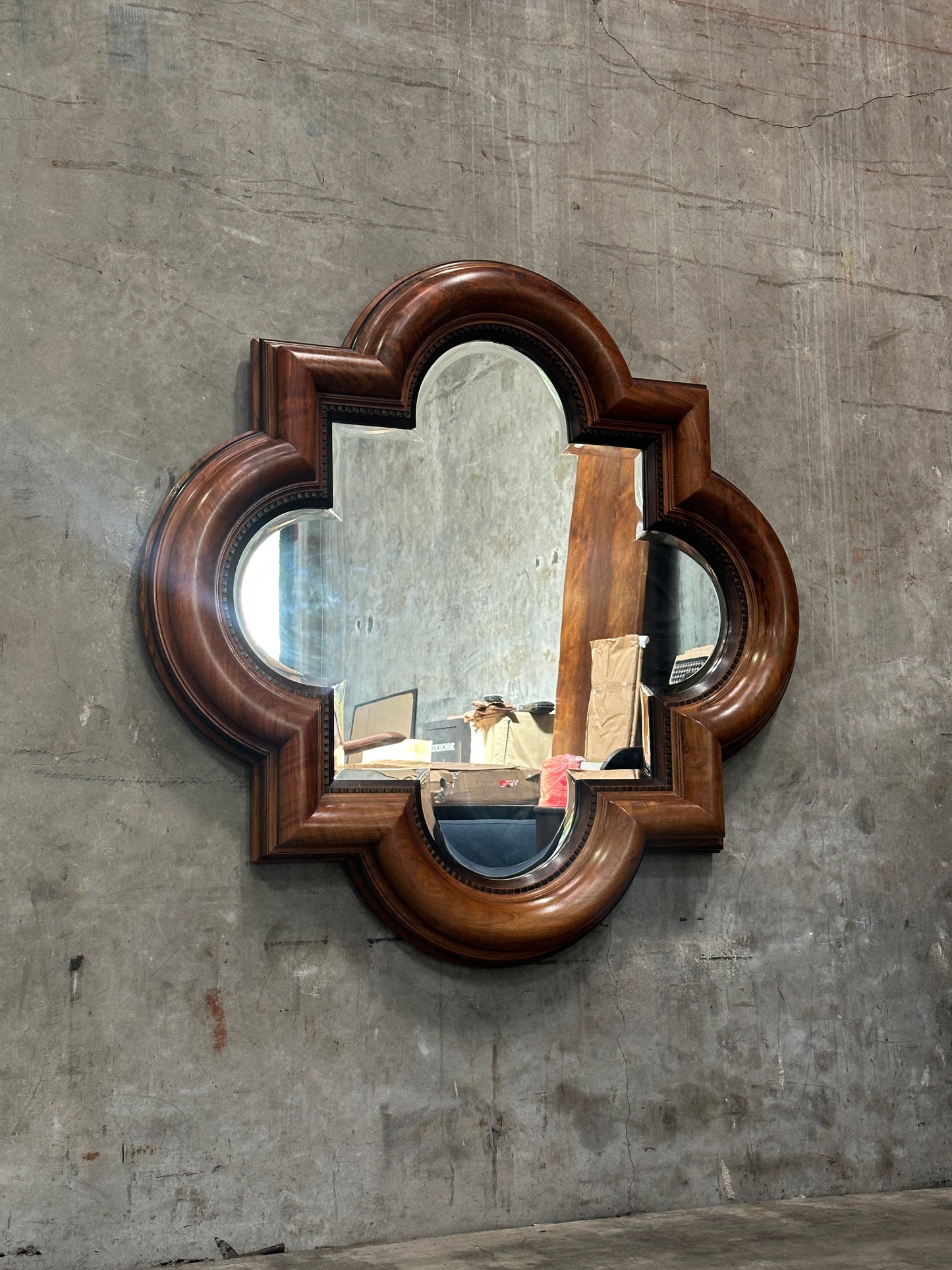 Theodore Alexander 'Uppingham Cavetto Quatrefoil' Walnut Mirror