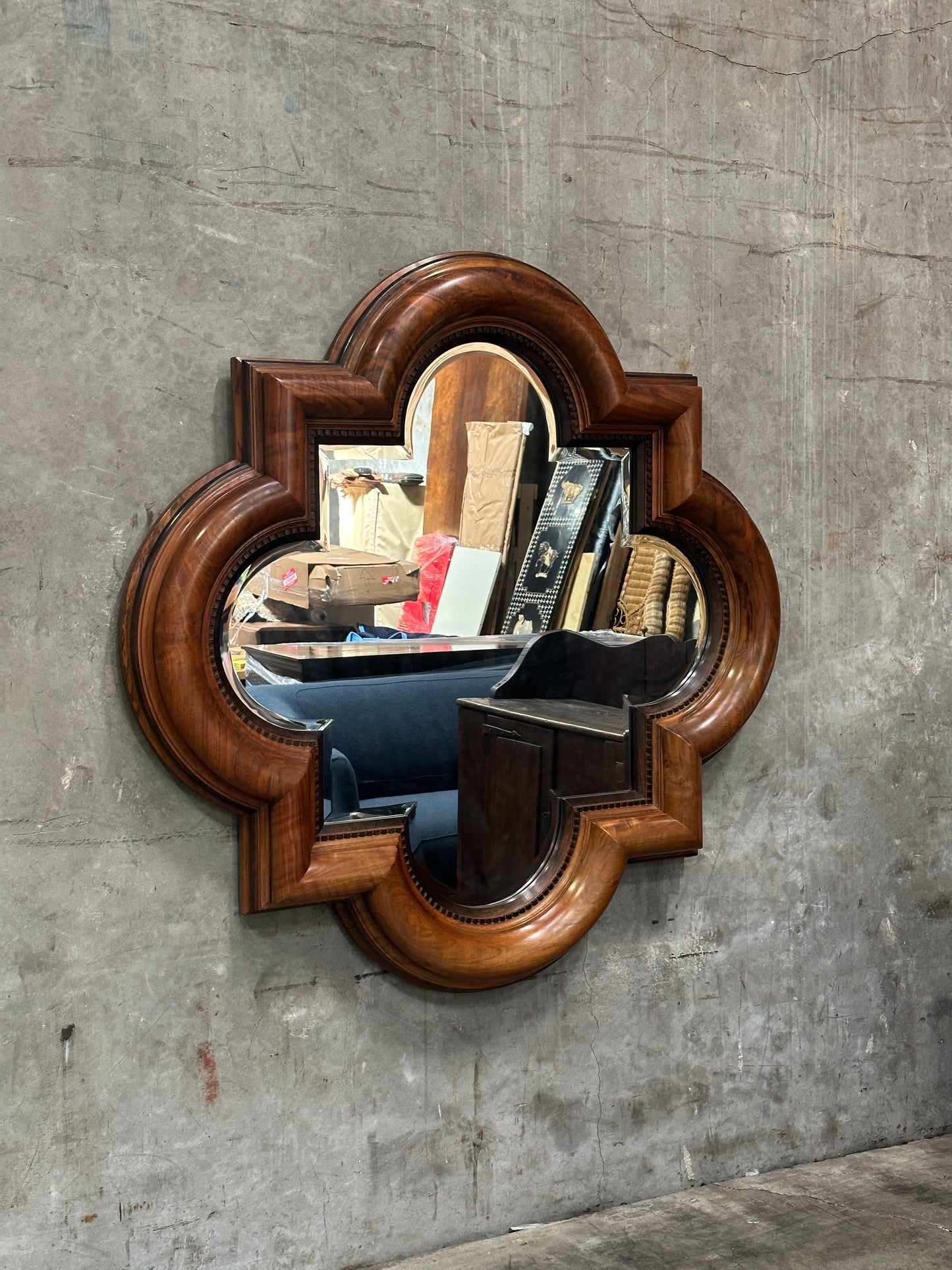 Theodore Alexander 'Uppingham Cavetto Quatrefoil' Walnut Mirror