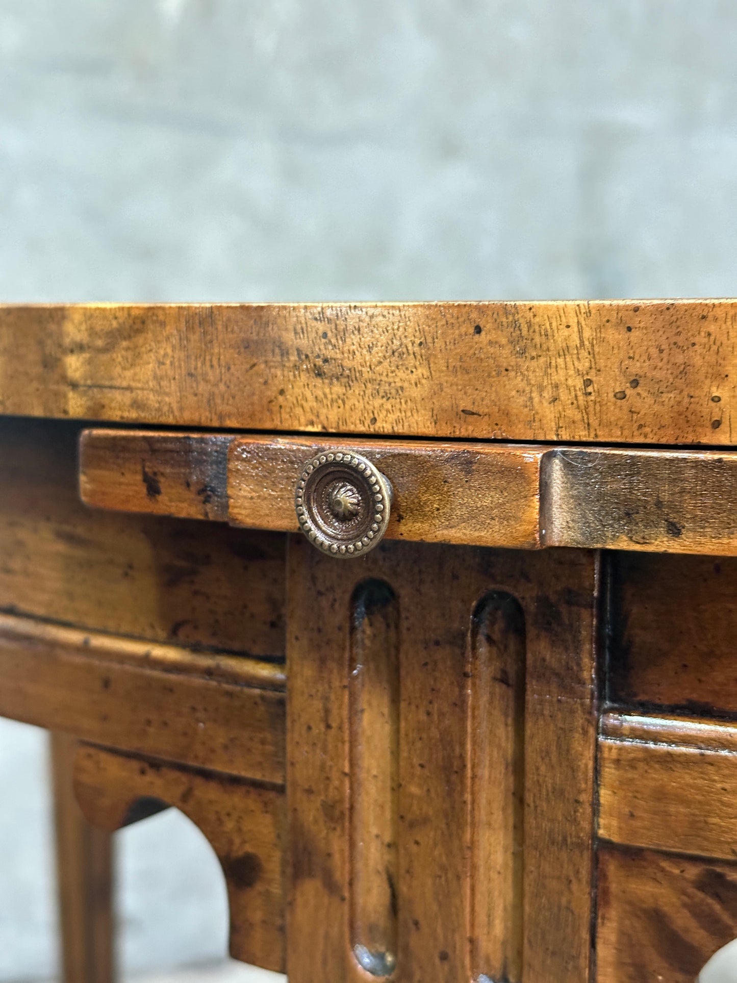 Drexel Heritage French Provincial Louis XVI Card Table, Green Leather Top, Oval