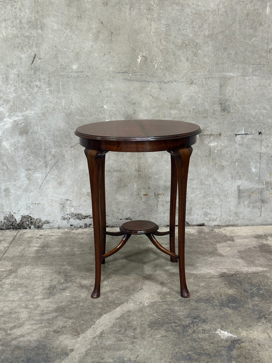 Mahogany Round Occasional Table, Splay Legs, Oval Lower Shelf