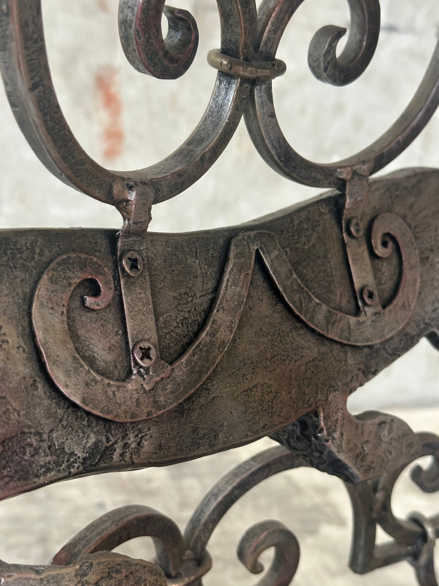 Janice Minor for Neiman Marcus Iron Bar Cart, Figural Lizard, Scrollwork
