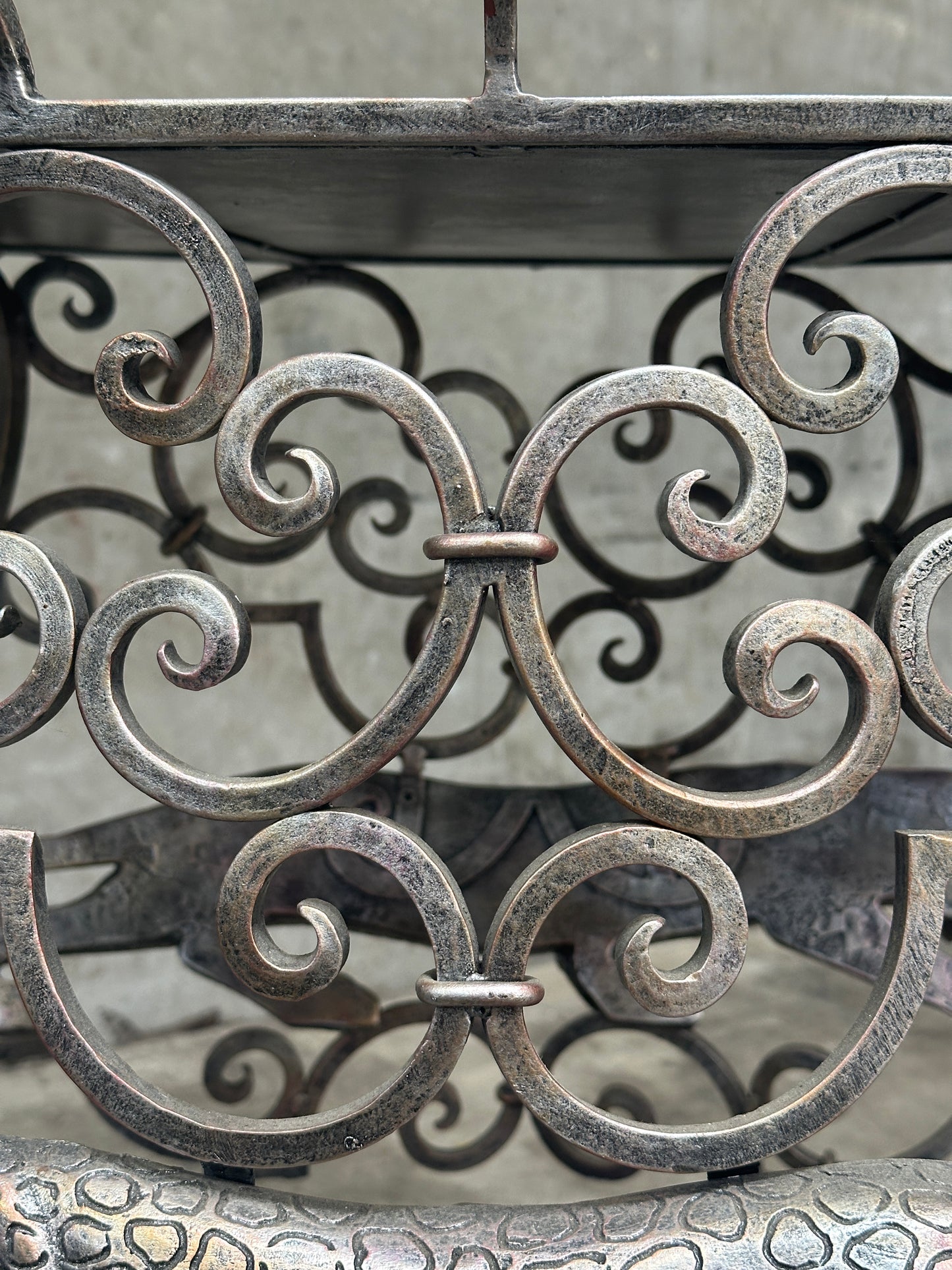 Janice Minor for Neiman Marcus Iron Bar Cart, Figural Lizard, Scrollwork