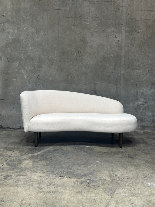 Four Hands 'Luna' Chaise Lounge in Capri Oatmeal Boucle, Solid Oak Legs