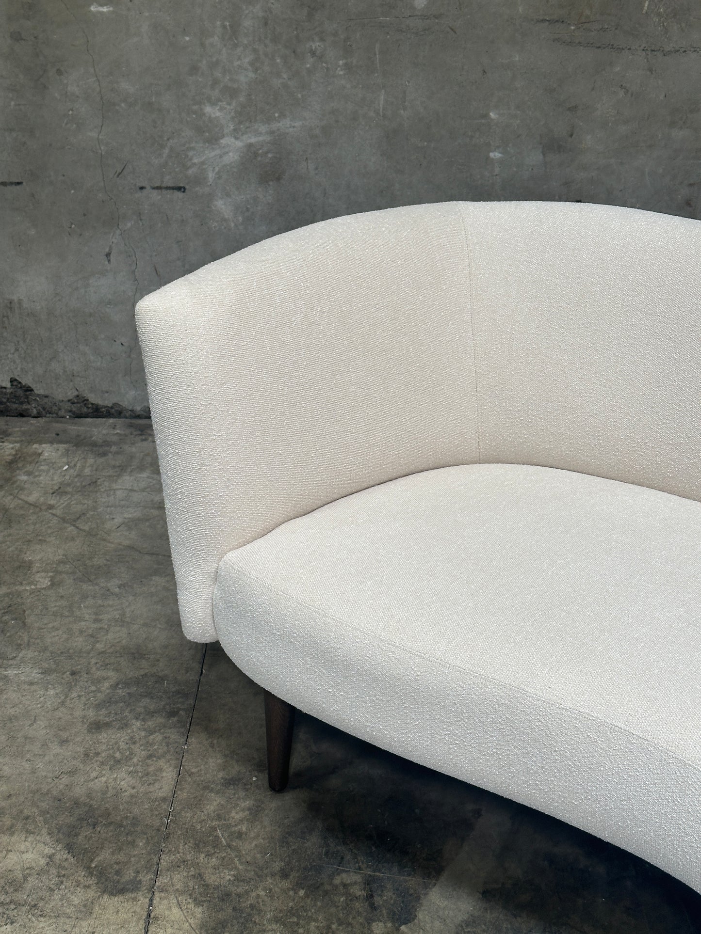 Four Hands 'Luna' Chaise Lounge in Capri Oatmeal Boucle, Solid Oak Legs