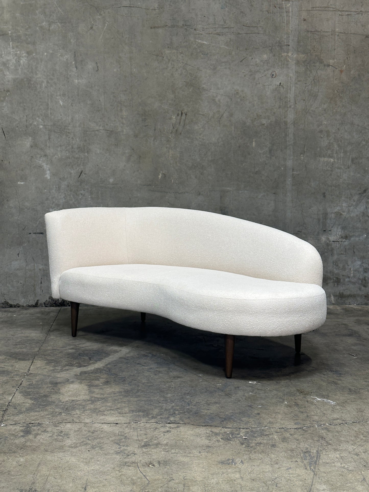 Four Hands 'Luna' Chaise Lounge in Capri Oatmeal Boucle, Solid Oak Legs