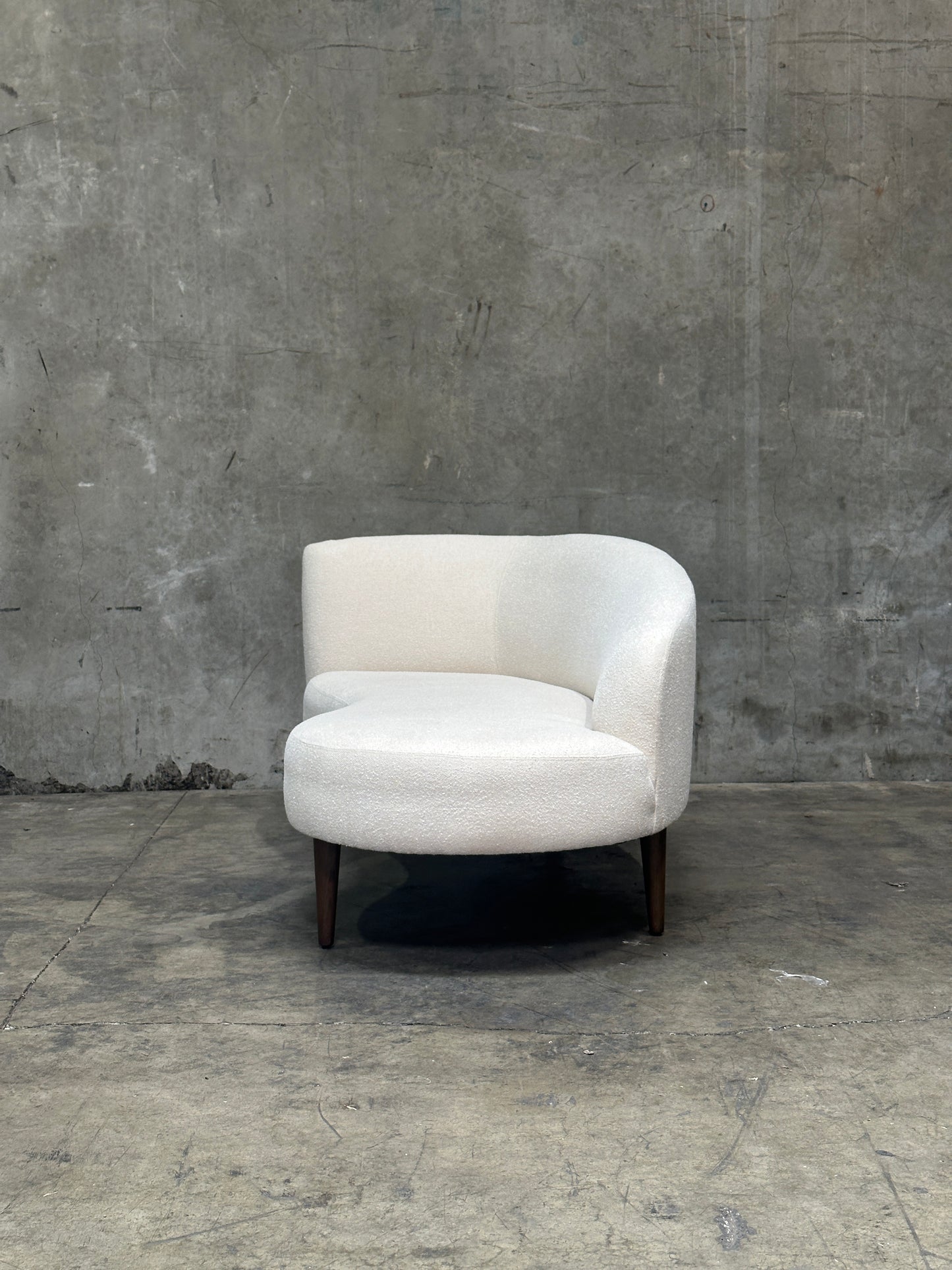 Four Hands 'Luna' Chaise Lounge in Capri Oatmeal Boucle, Solid Oak Legs