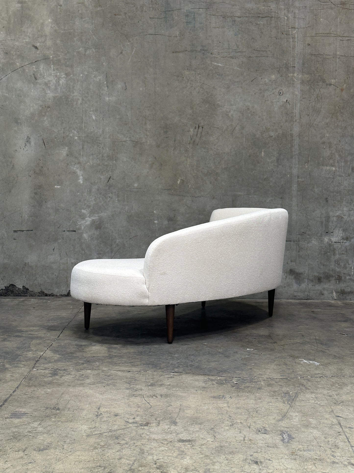 Four Hands 'Luna' Chaise Lounge in Capri Oatmeal Boucle, Solid Oak Legs