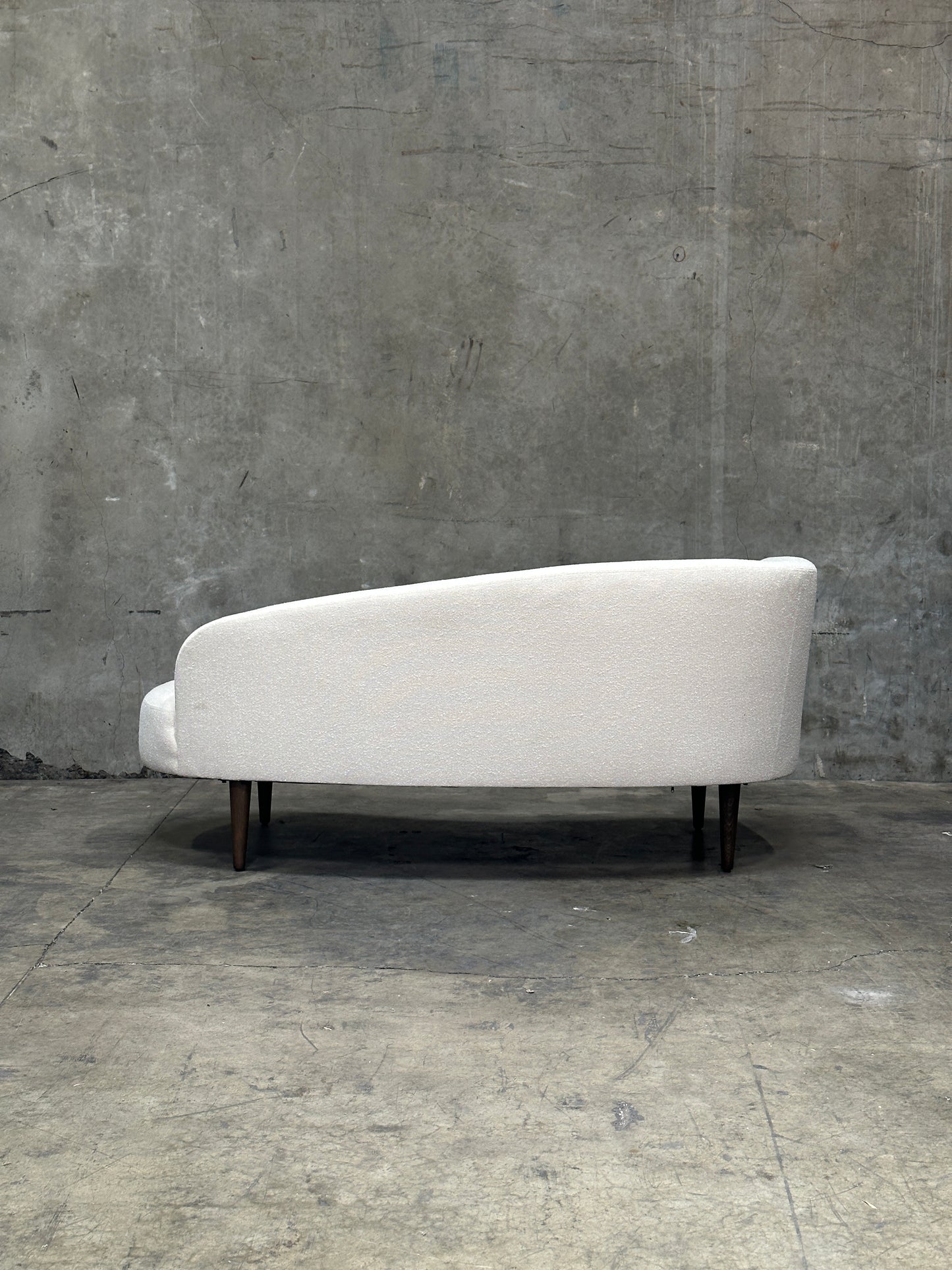 Four Hands 'Luna' Chaise Lounge in Capri Oatmeal Boucle, Solid Oak Legs