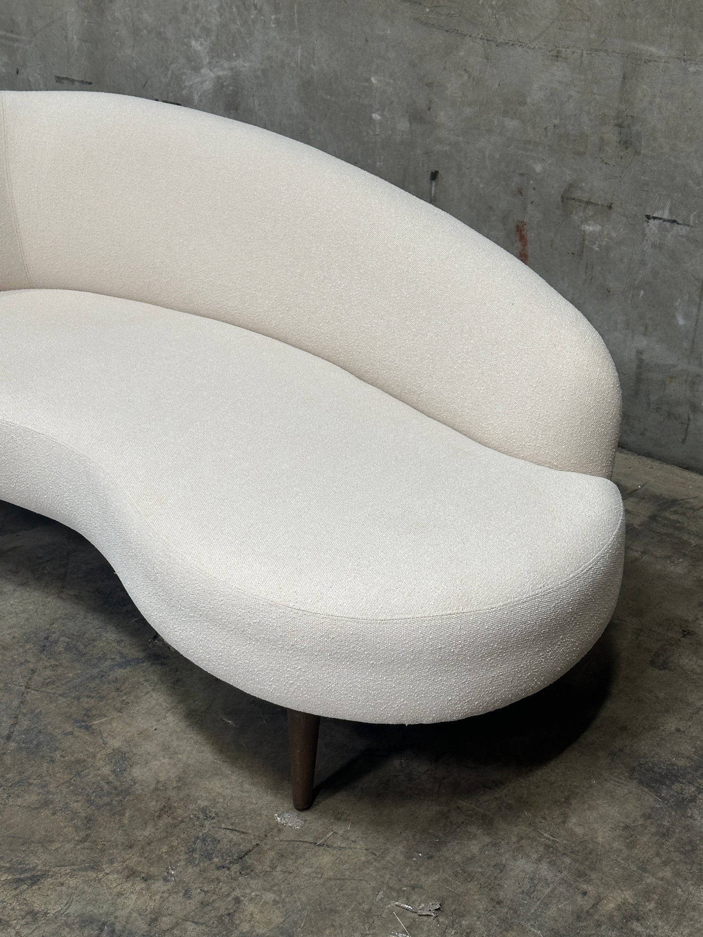 Four Hands 'Luna' Chaise Lounge in Capri Oatmeal Boucle, Solid Oak Legs
