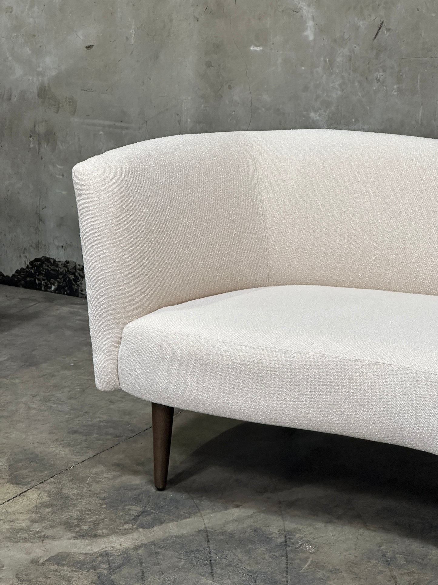 Four Hands 'Luna' Chaise Lounge in Capri Oatmeal Boucle, Solid Oak Legs