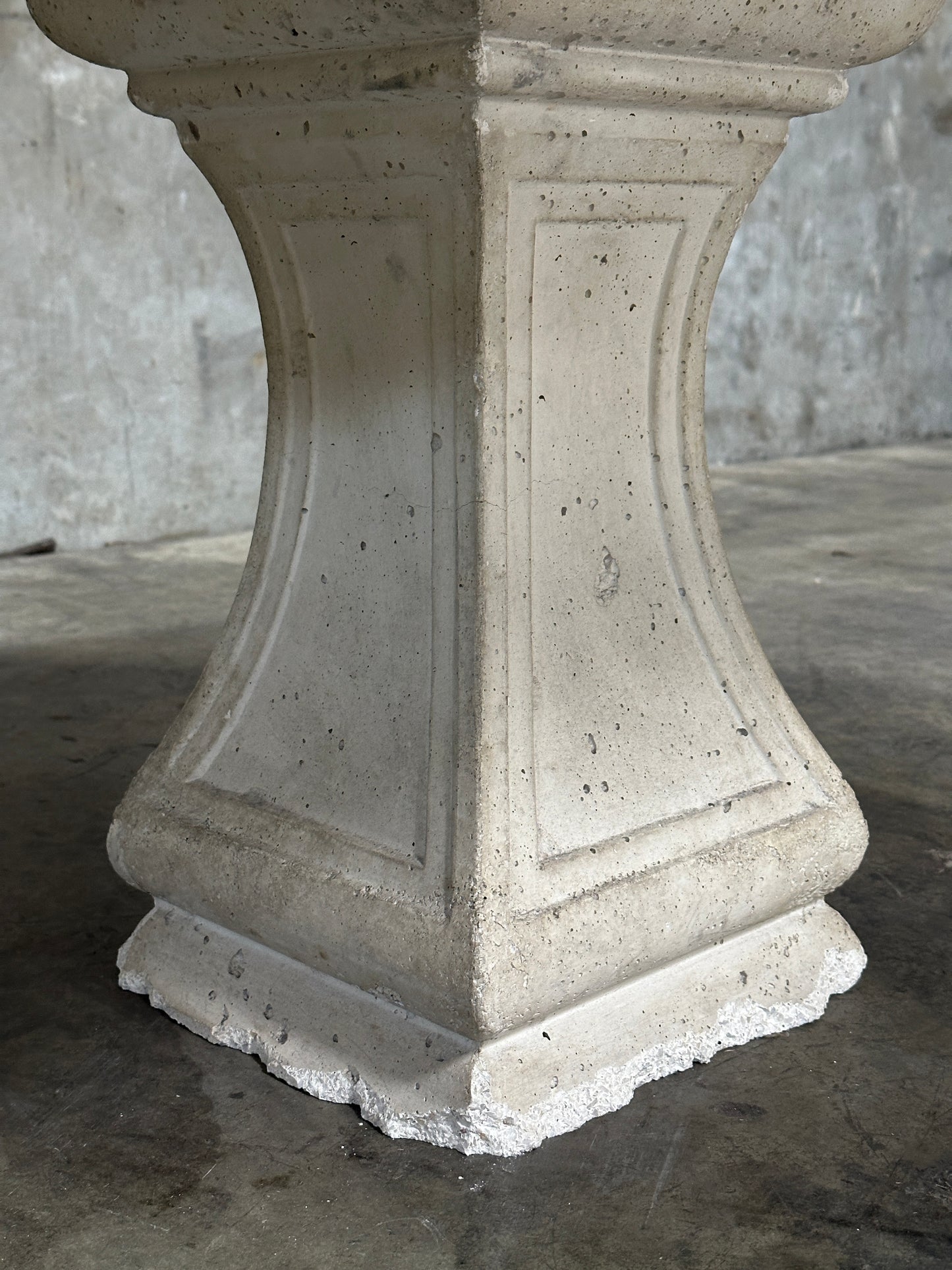 Michael Taylor Cast Stone Pedestal Center Table, Hexagonal Top, Antiqued