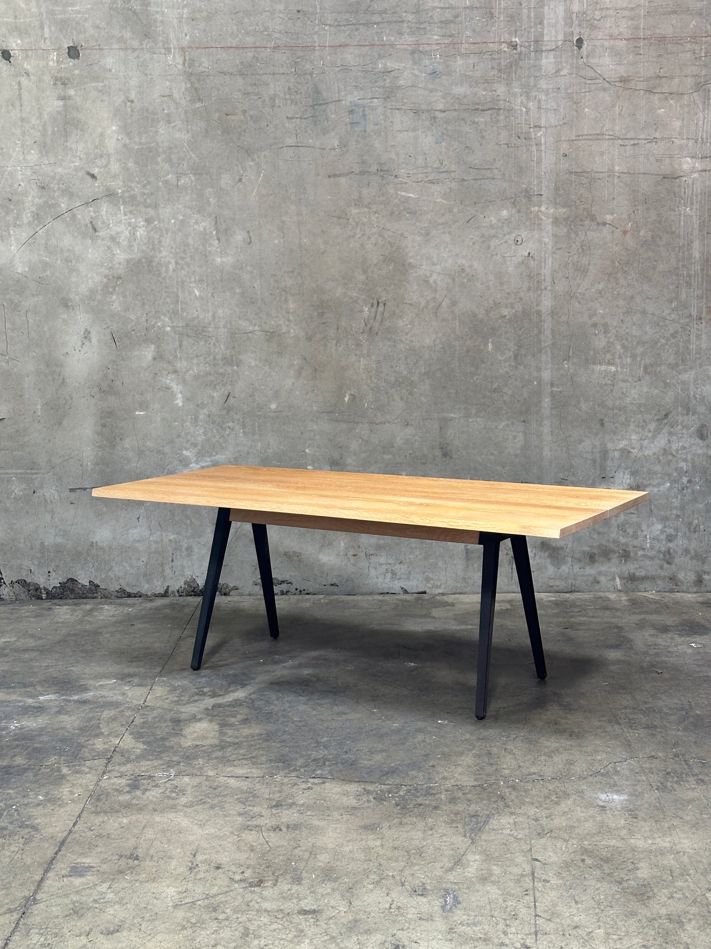 Matthew Hilton Welles Dining Table for De La Espada, White Oak, Cast Iron Legs