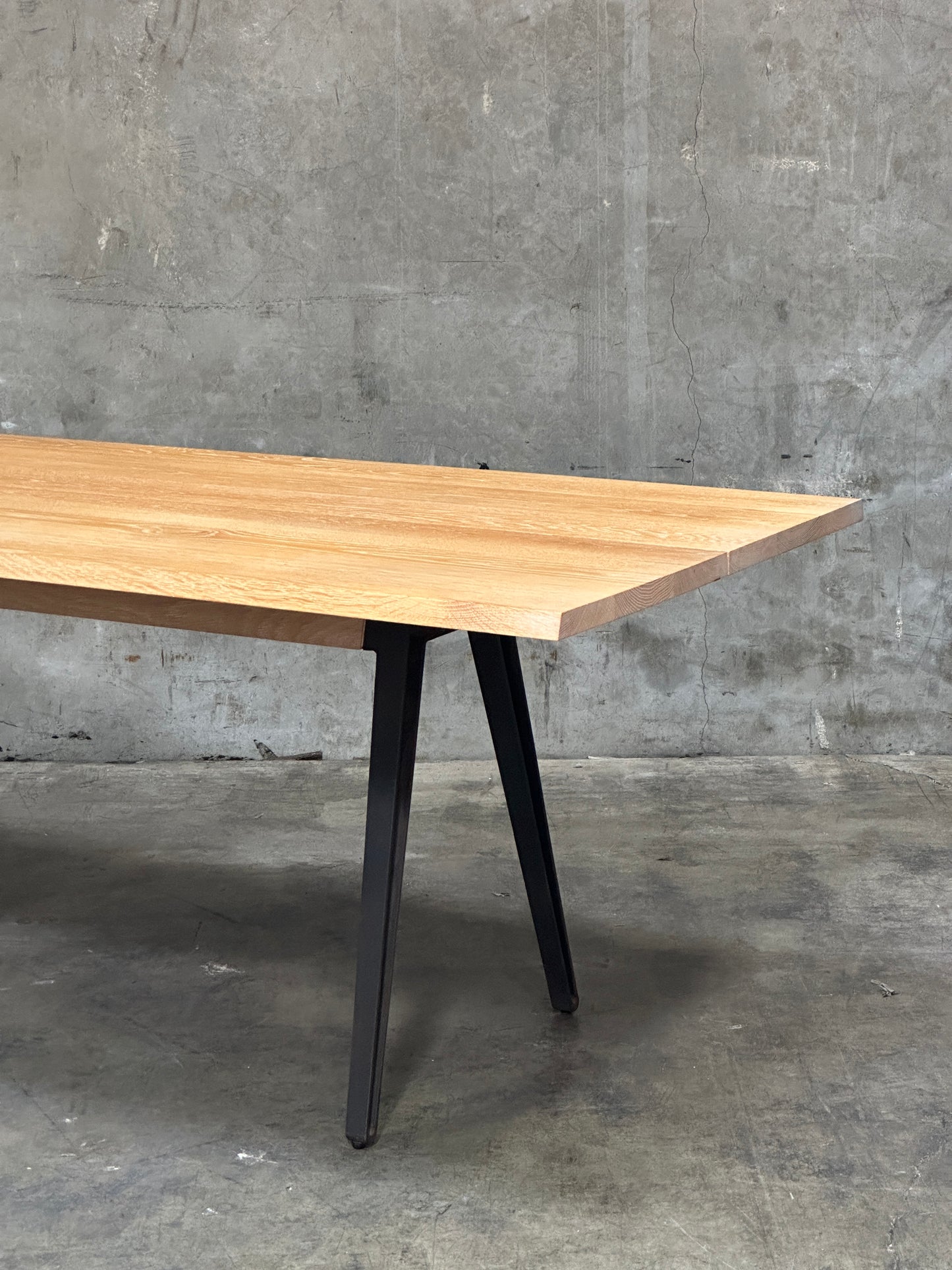 Matthew Hilton Welles Dining Table for De La Espada, White Oak, Cast Iron Legs