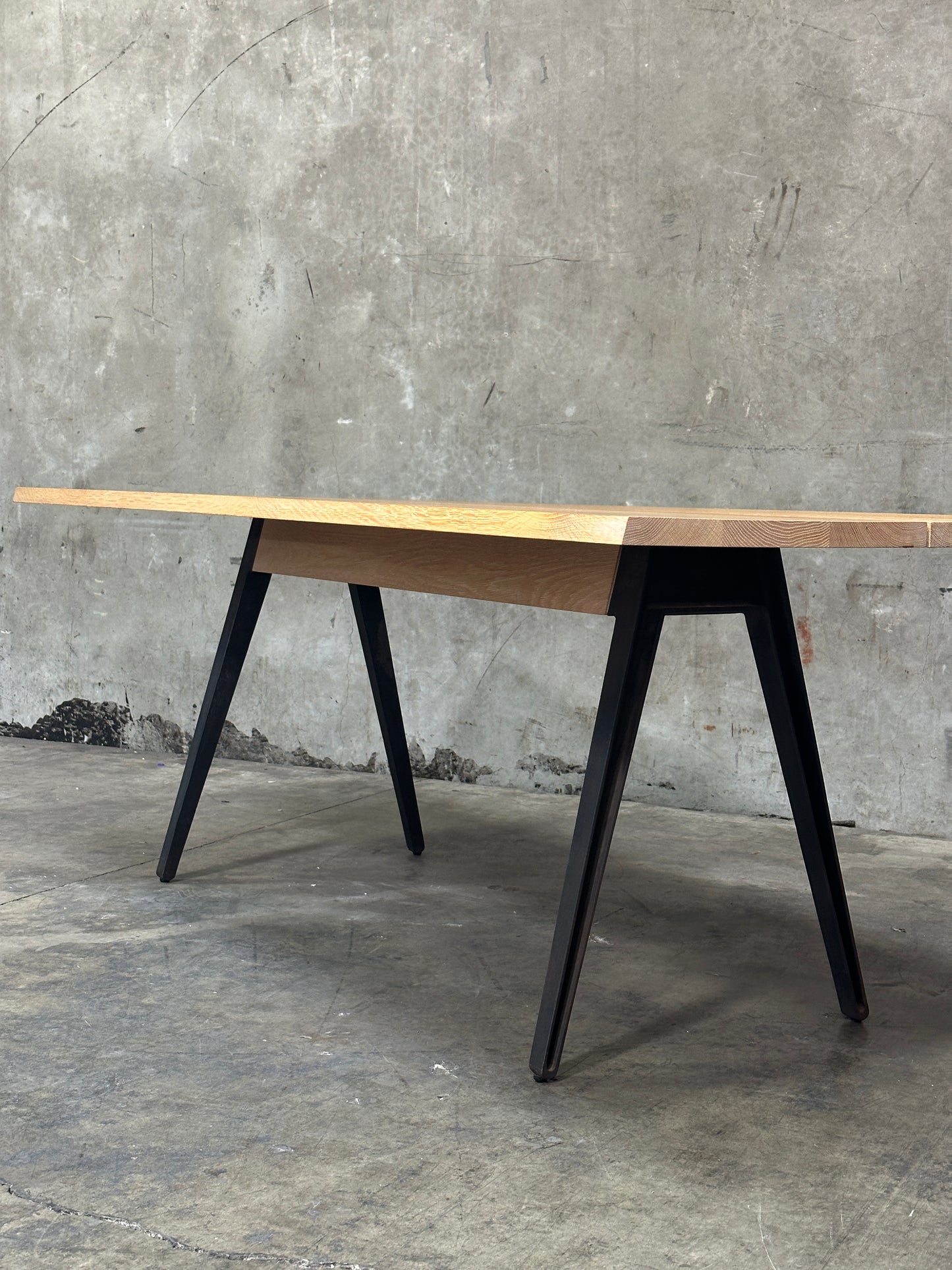 Matthew Hilton Welles Dining Table for De La Espada, White Oak, Cast Iron Legs
