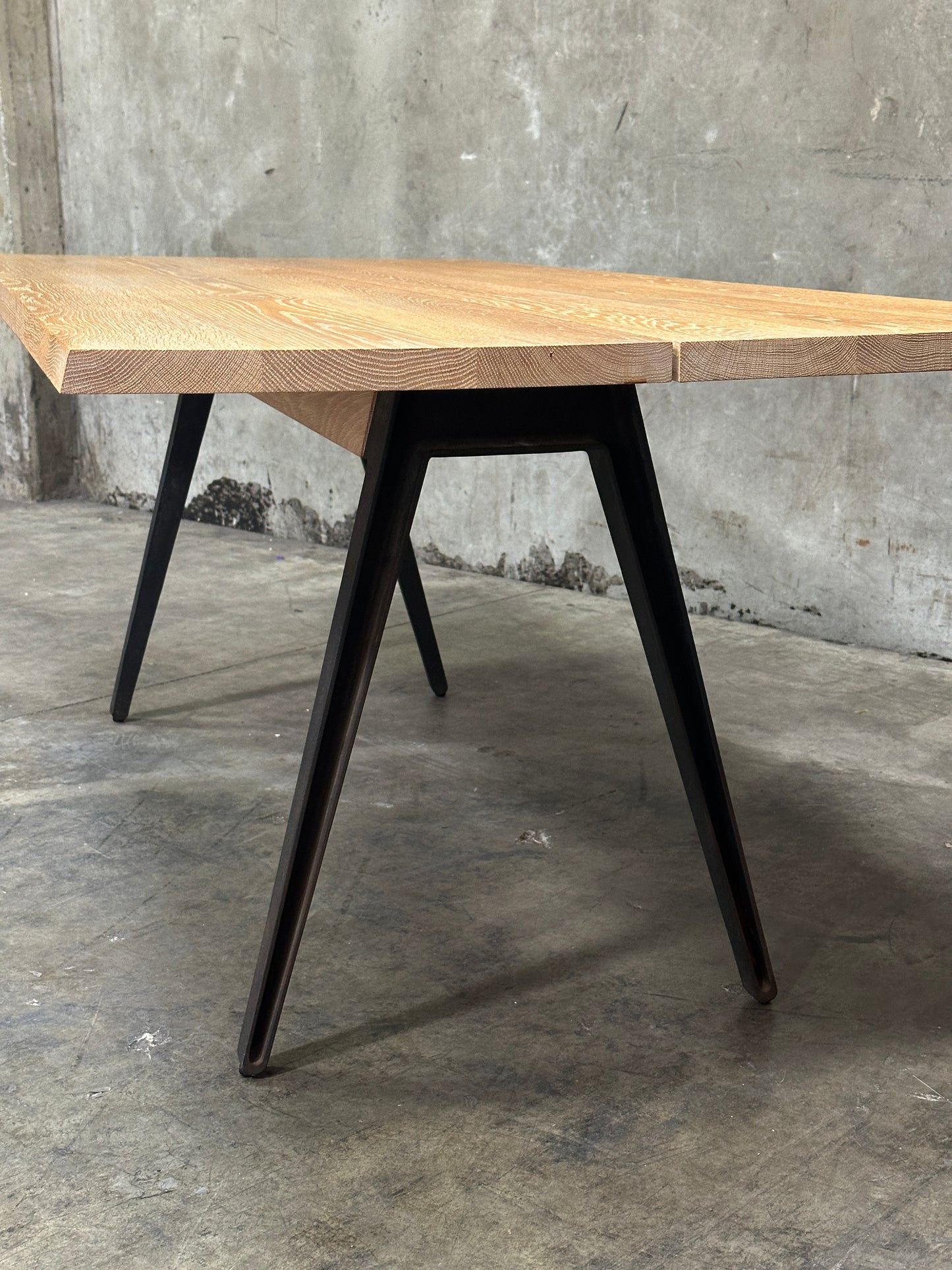 Matthew Hilton Welles Dining Table for De La Espada, White Oak, Cast Iron Legs