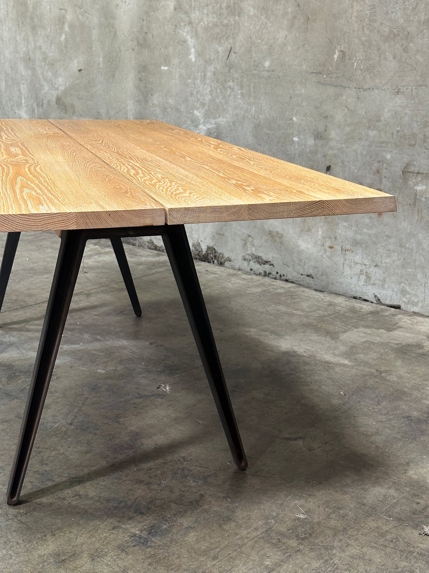 Matthew Hilton Welles Dining Table for De La Espada, White Oak, Cast Iron Legs