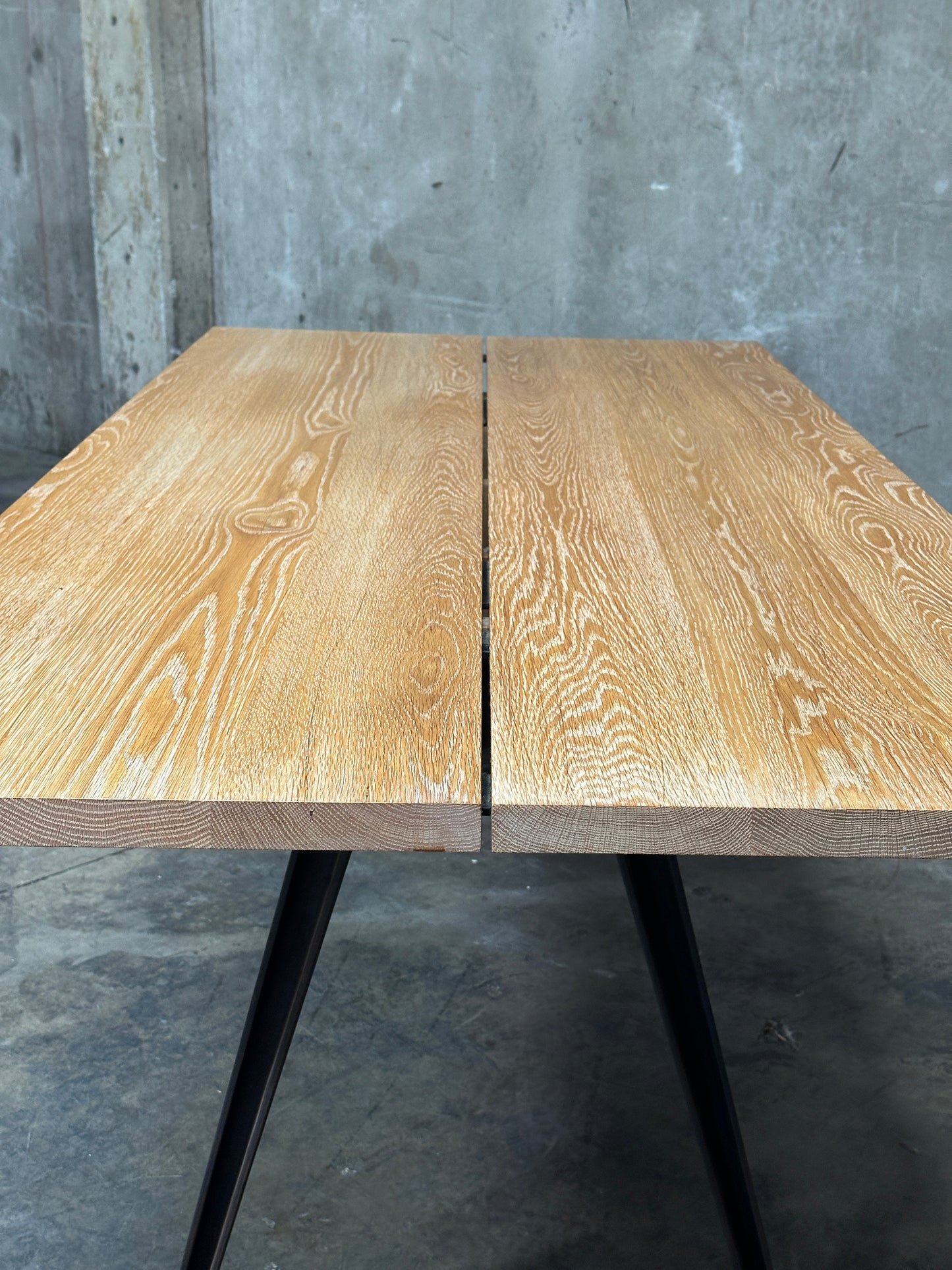 Matthew Hilton Welles Dining Table for De La Espada, White Oak, Cast Iron Legs