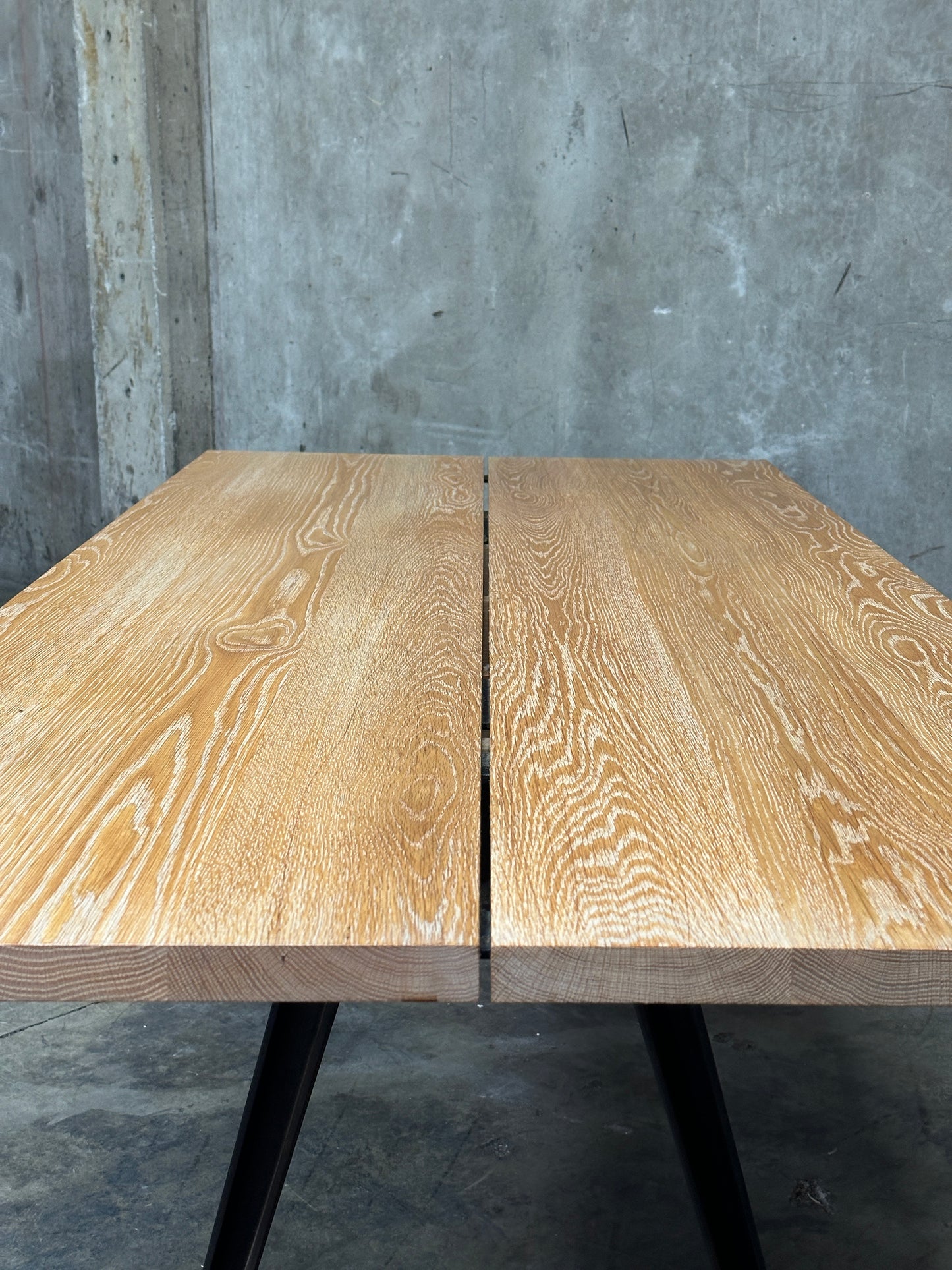 Matthew Hilton Welles Dining Table for De La Espada, White Oak, Cast Iron Legs