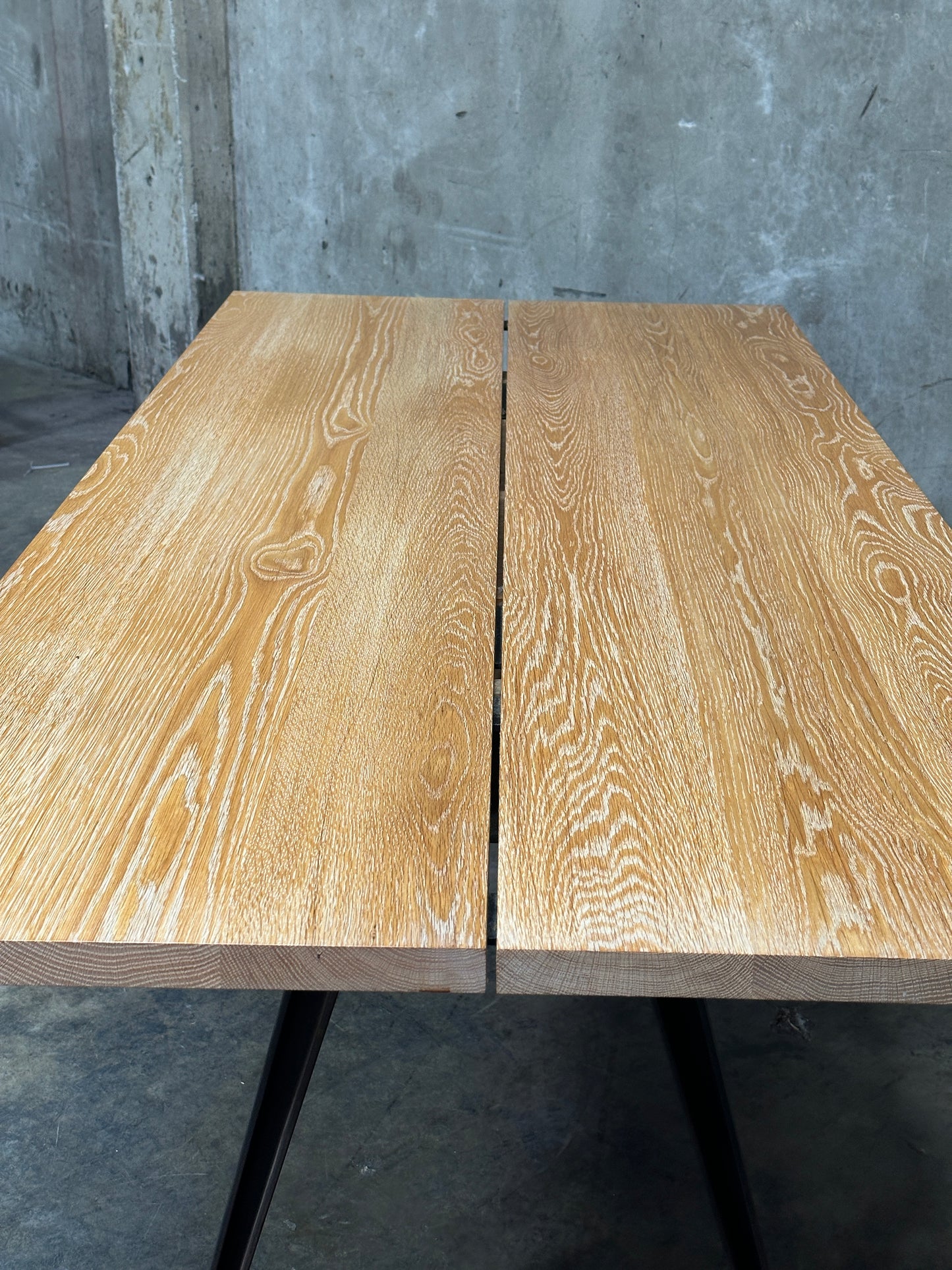 Matthew Hilton Welles Dining Table for De La Espada, White Oak, Cast Iron Legs
