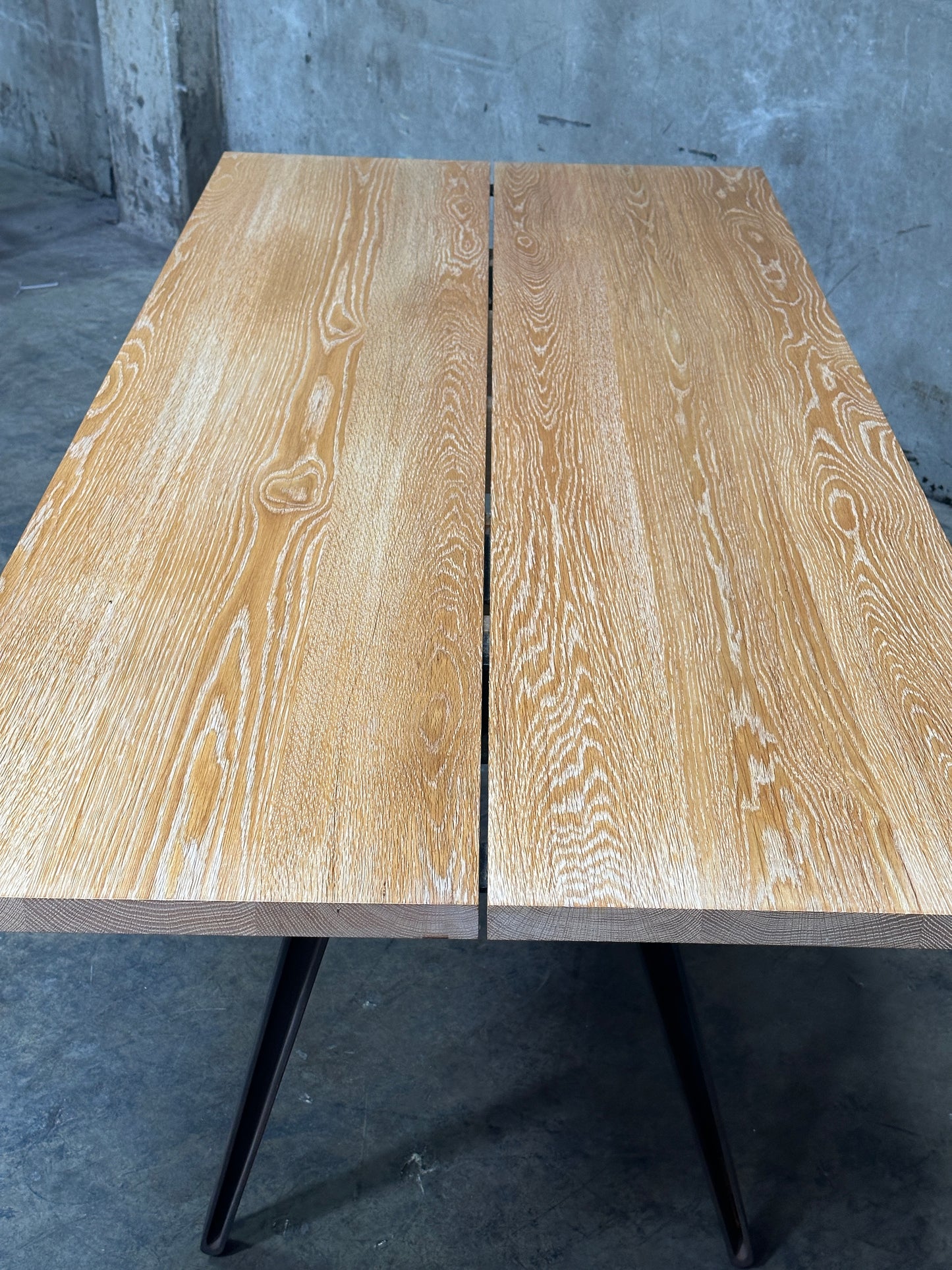 Matthew Hilton Welles Dining Table for De La Espada, White Oak, Cast Iron Legs