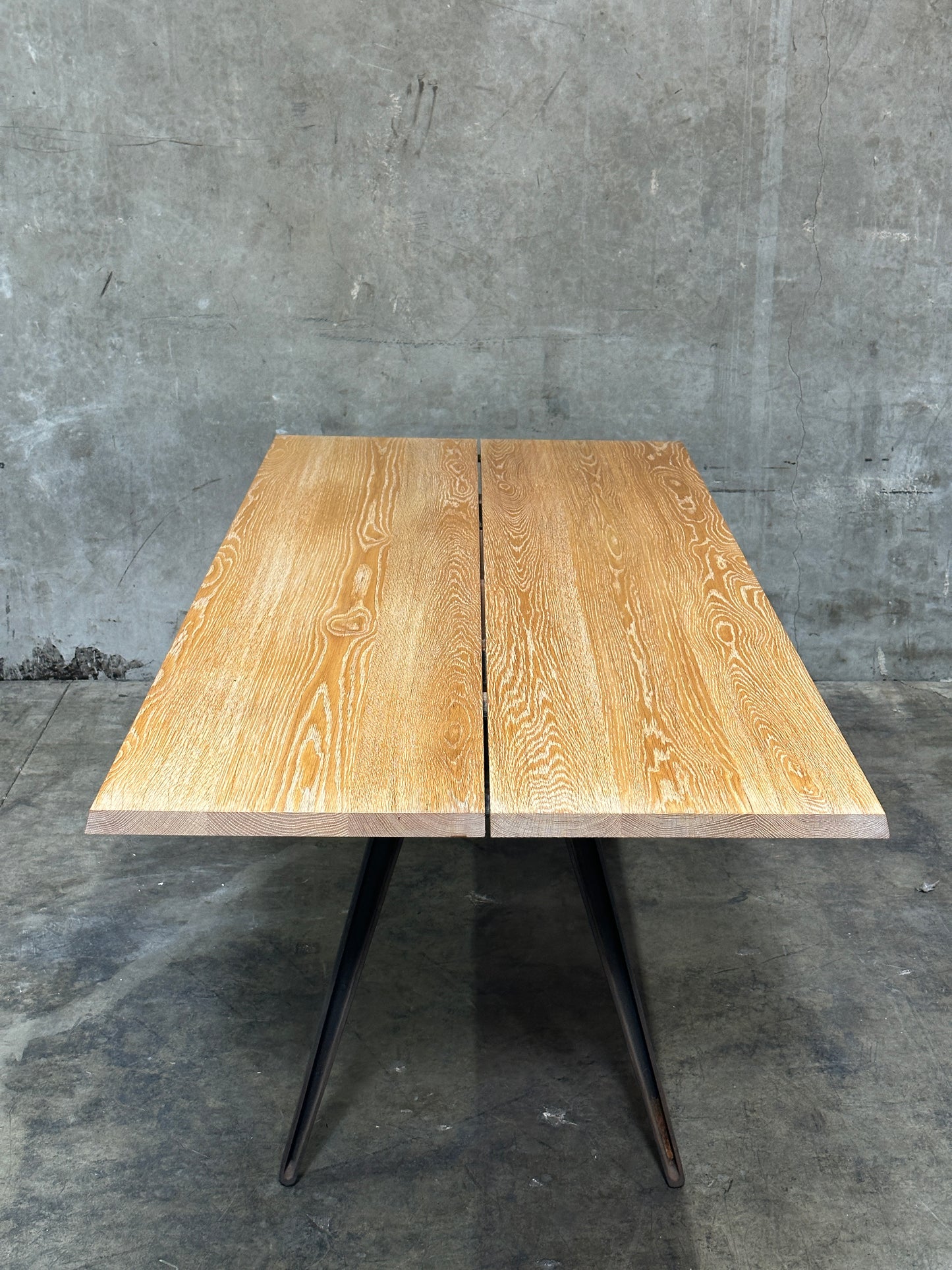Matthew Hilton Welles Dining Table for De La Espada, White Oak, Cast Iron Legs