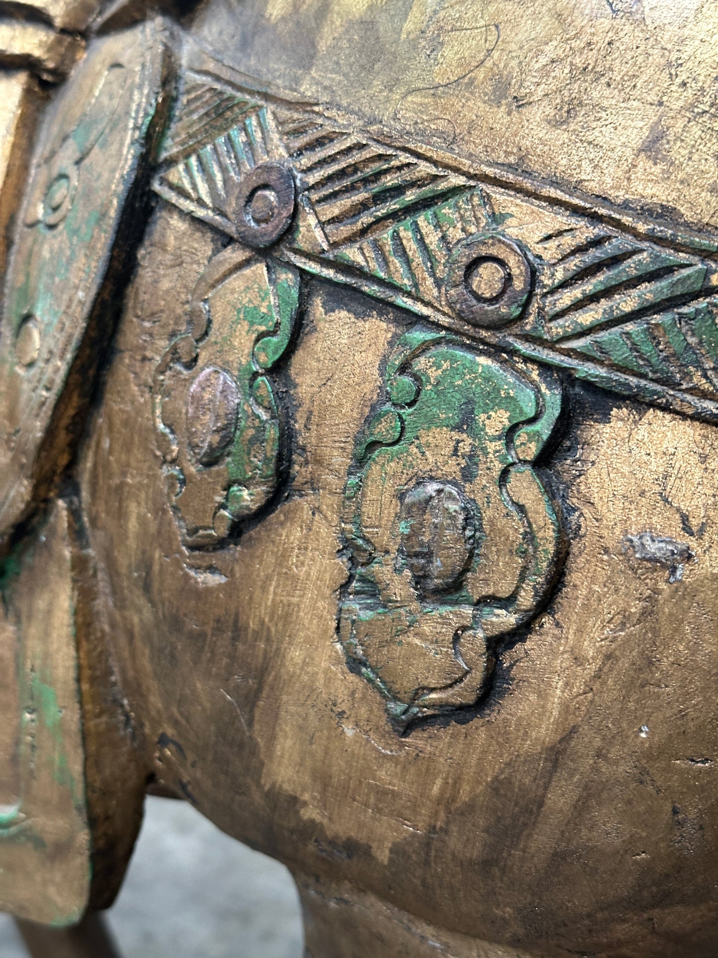 Chinese Tang Dynasty-Style Carved Wood Horse & Rider, Early 20th Century