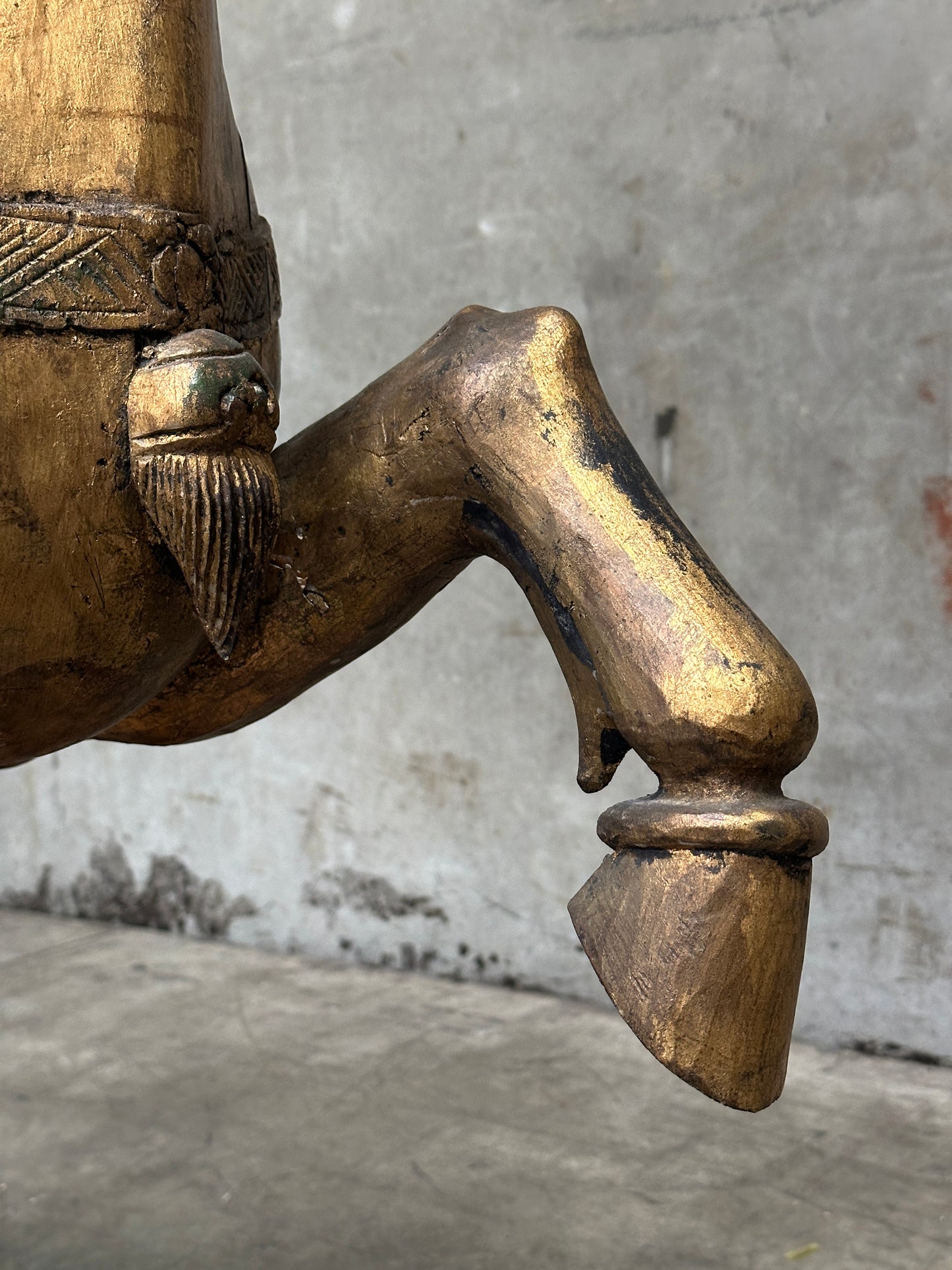 Chinese Tang Dynasty-Style Carved Wood Horse & Rider, Early 20th Century