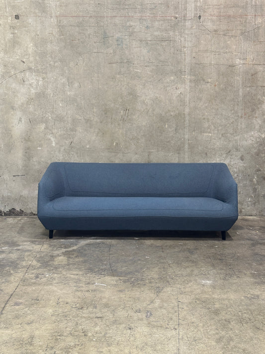 Tacchini Italian Wool/Felt Sofa, Charcoal, Sculpted Seat, Stitched Detail, 87in