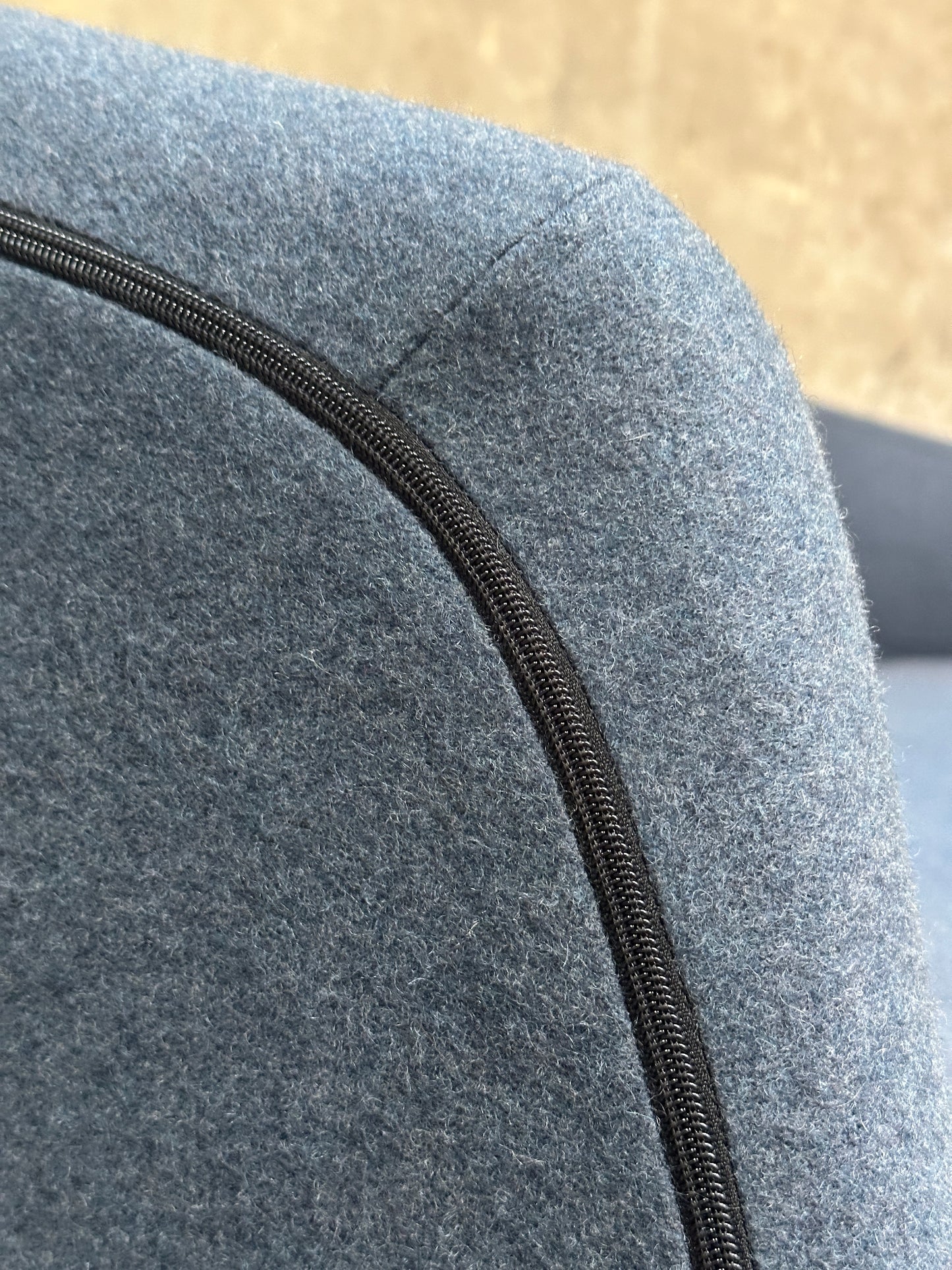 Tacchini Italian Wool/Felt Sofa, Charcoal, Sculpted Seat, Stitched Detail, 87in