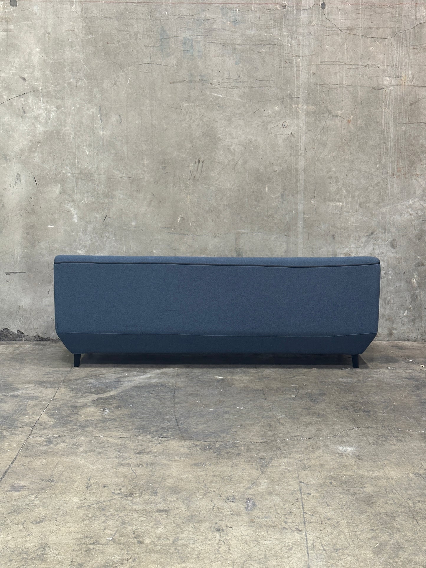 Tacchini Italian Wool/Felt Sofa, Charcoal, Sculpted Seat, Stitched Detail, 87in