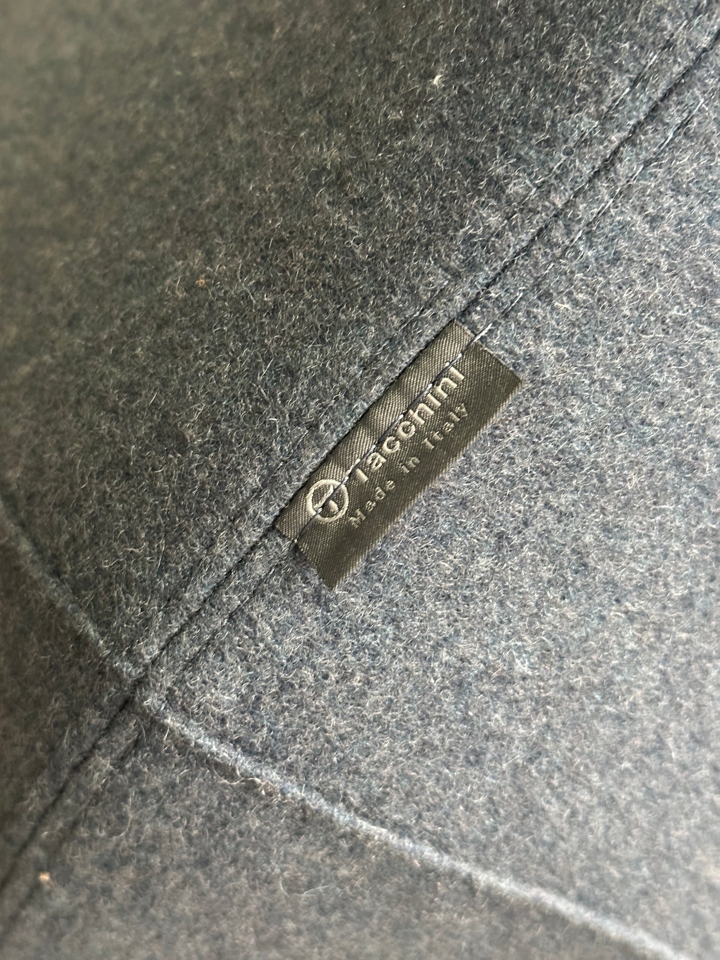 Tacchini Italian Wool/Felt Sofa, Charcoal, Sculpted Seat, Stitched Detail, 87in