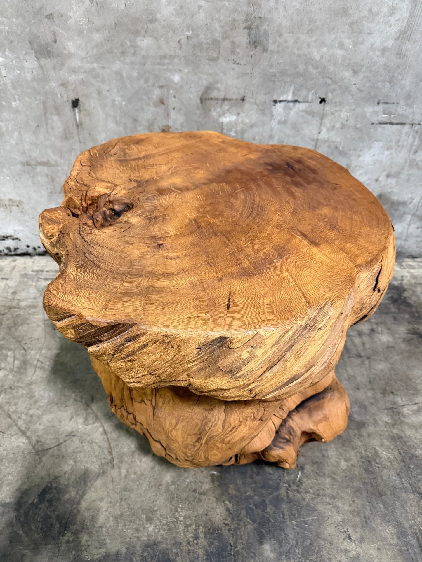 Vintage 1960s–70s Organic Driftwood Root Side Table – Sculptural Natural Wood Accent (25” Wide)