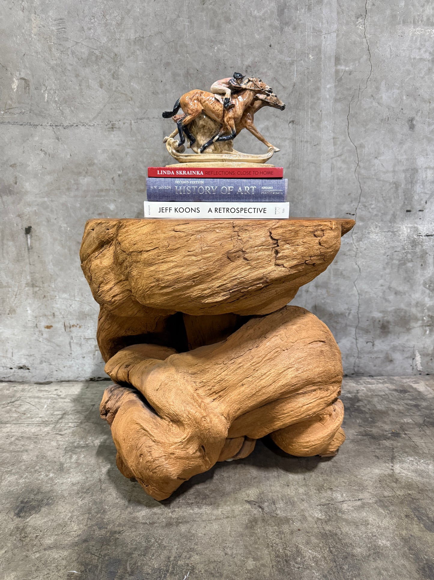 Vintage 1960s–70s Organic Driftwood Root Side Table – Sculptural Natural Wood Accent (25” Wide)