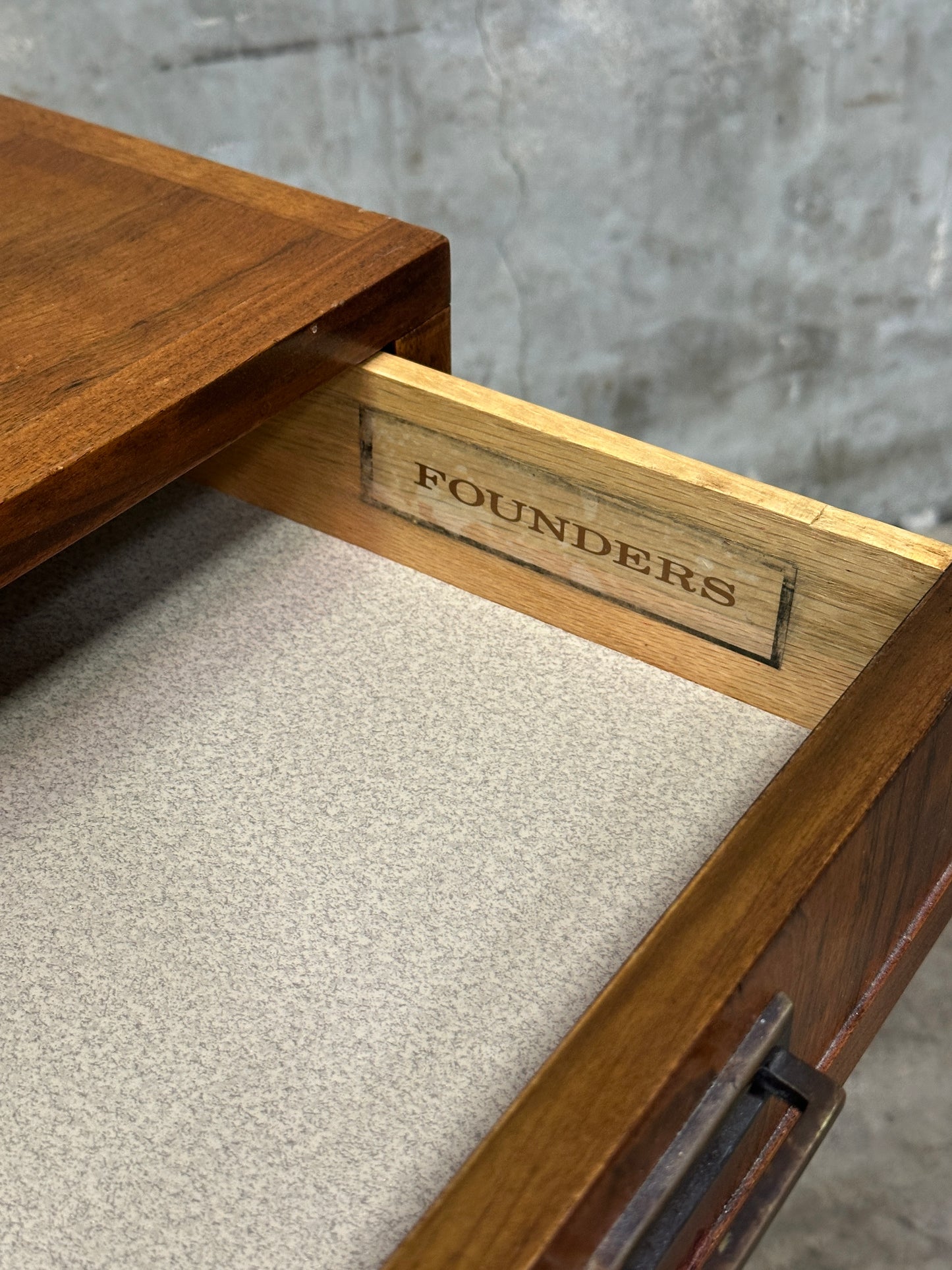 Founders Furniture Walnut Console with Brass X-Stretchers, Jack Cartwright Era
