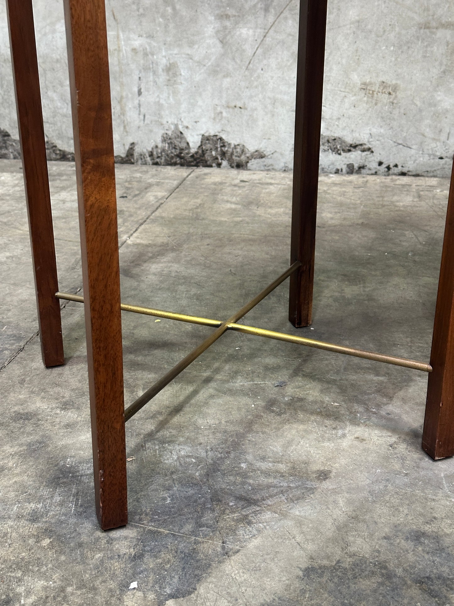 Founders Furniture Walnut Console with Brass X-Stretchers, Jack Cartwright Era
