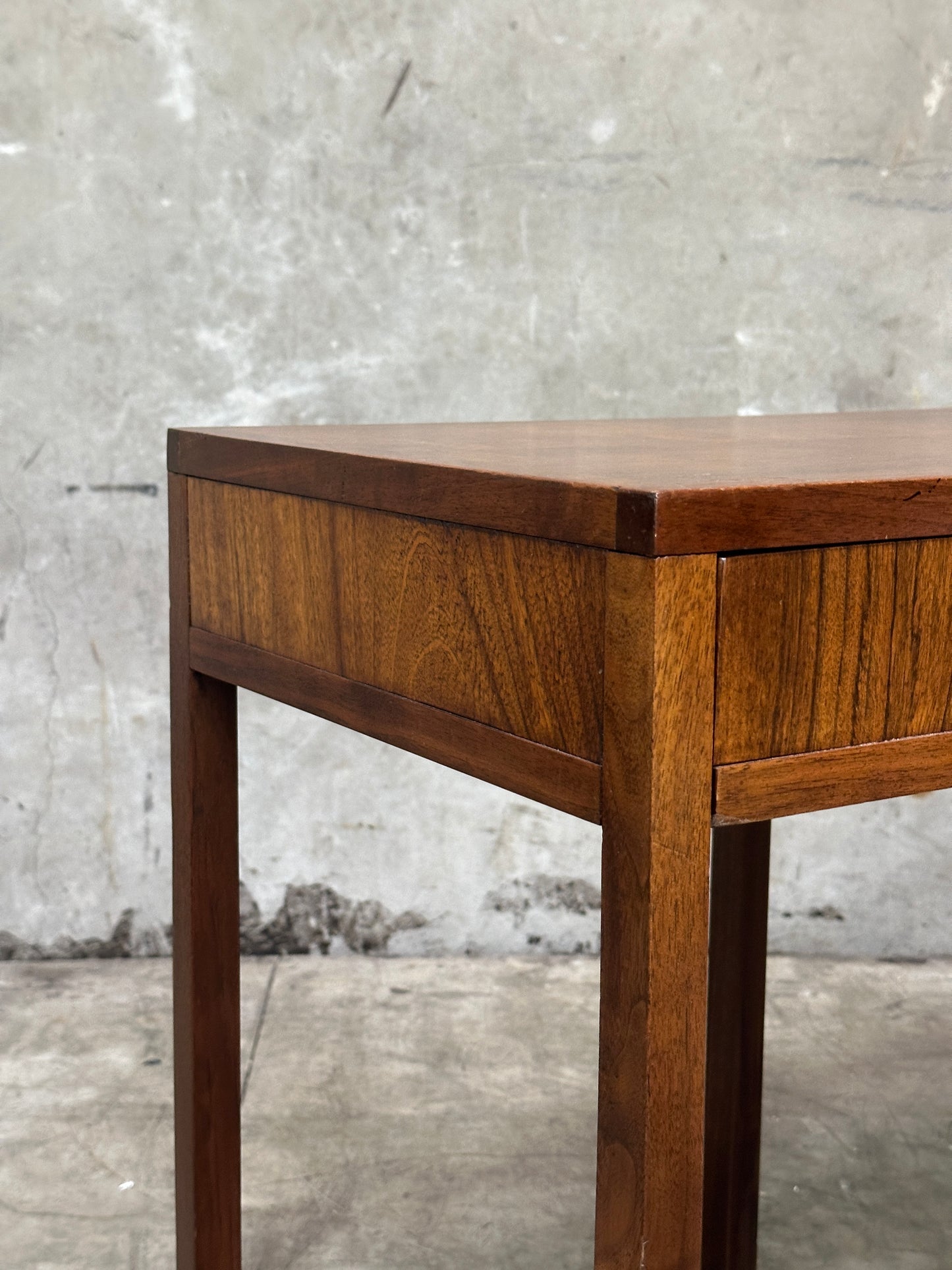 Founders Furniture Walnut Console with Brass X-Stretchers, Jack Cartwright Era