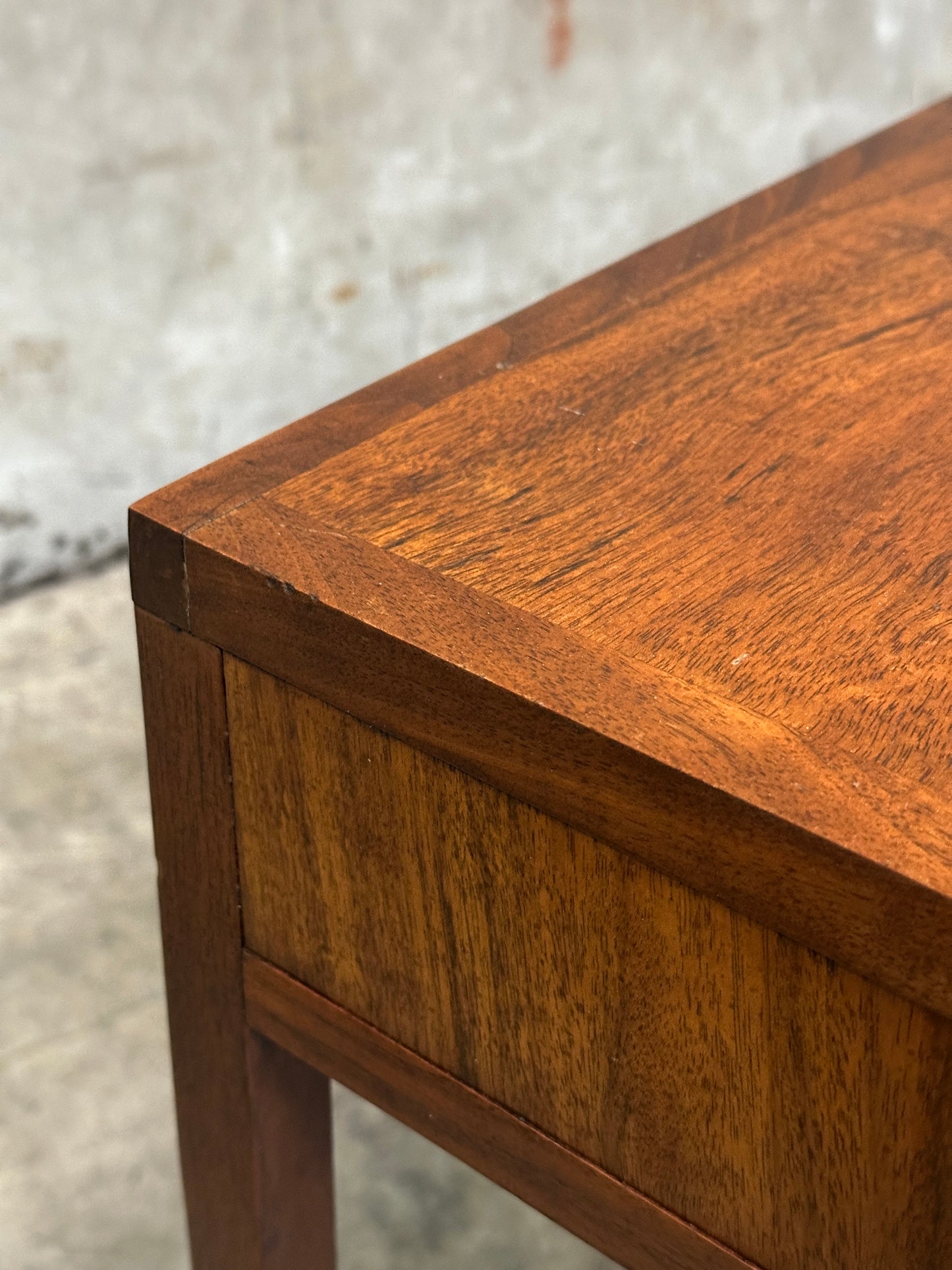 Founders Furniture Walnut Console with Brass X-Stretchers, Jack Cartwright Era