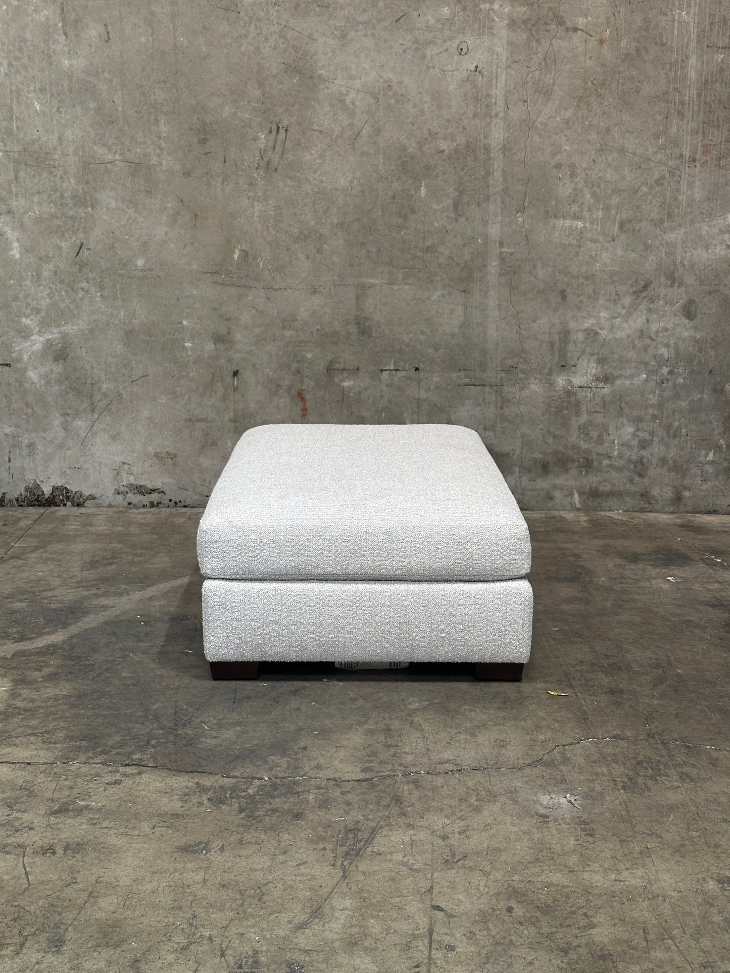Custom Designer Upholstered Ottoman / Coffee Table, Cream Textured Fabric, 58in