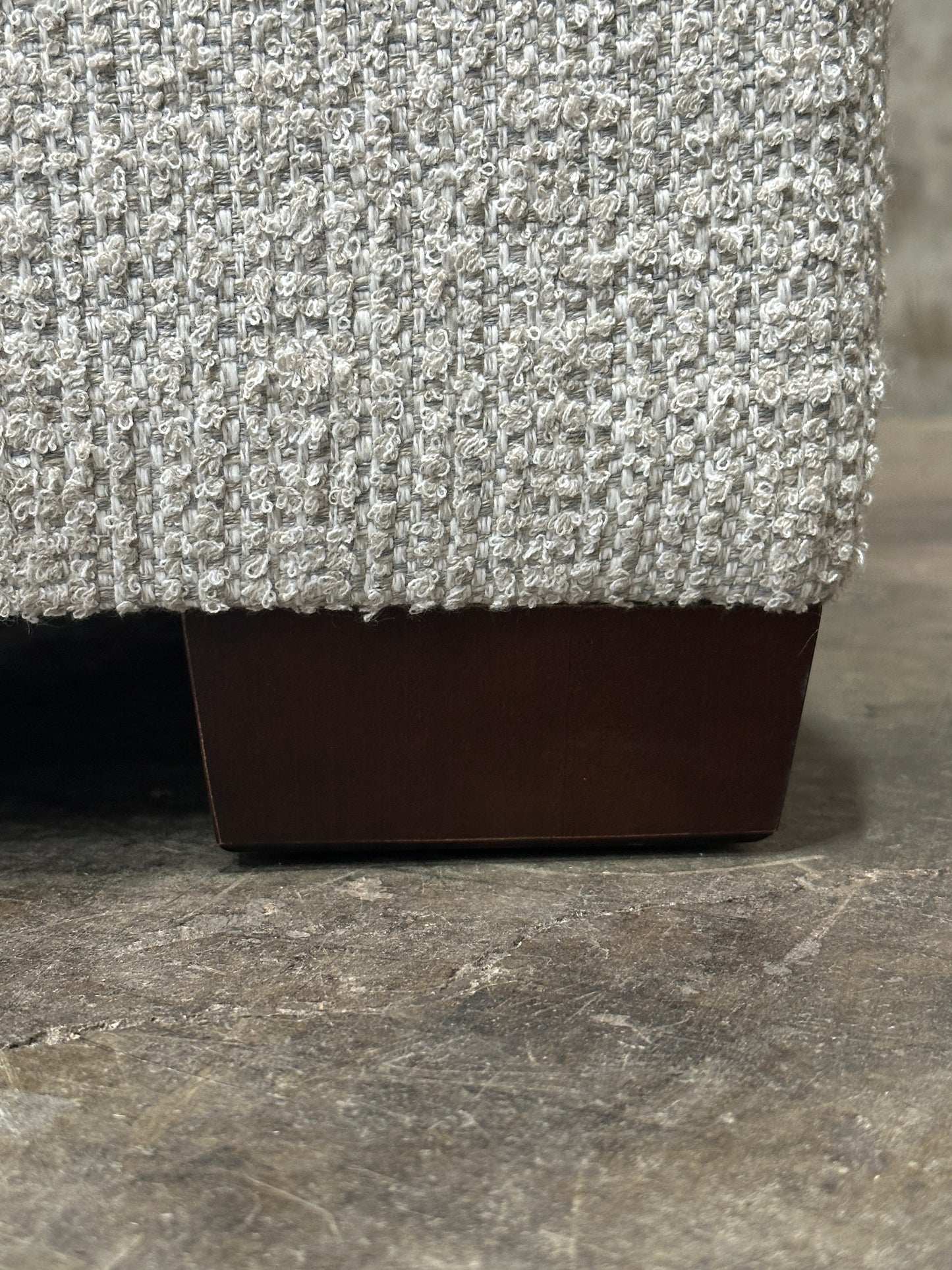Custom Designer Upholstered Ottoman / Coffee Table, Cream Textured Fabric, 58in