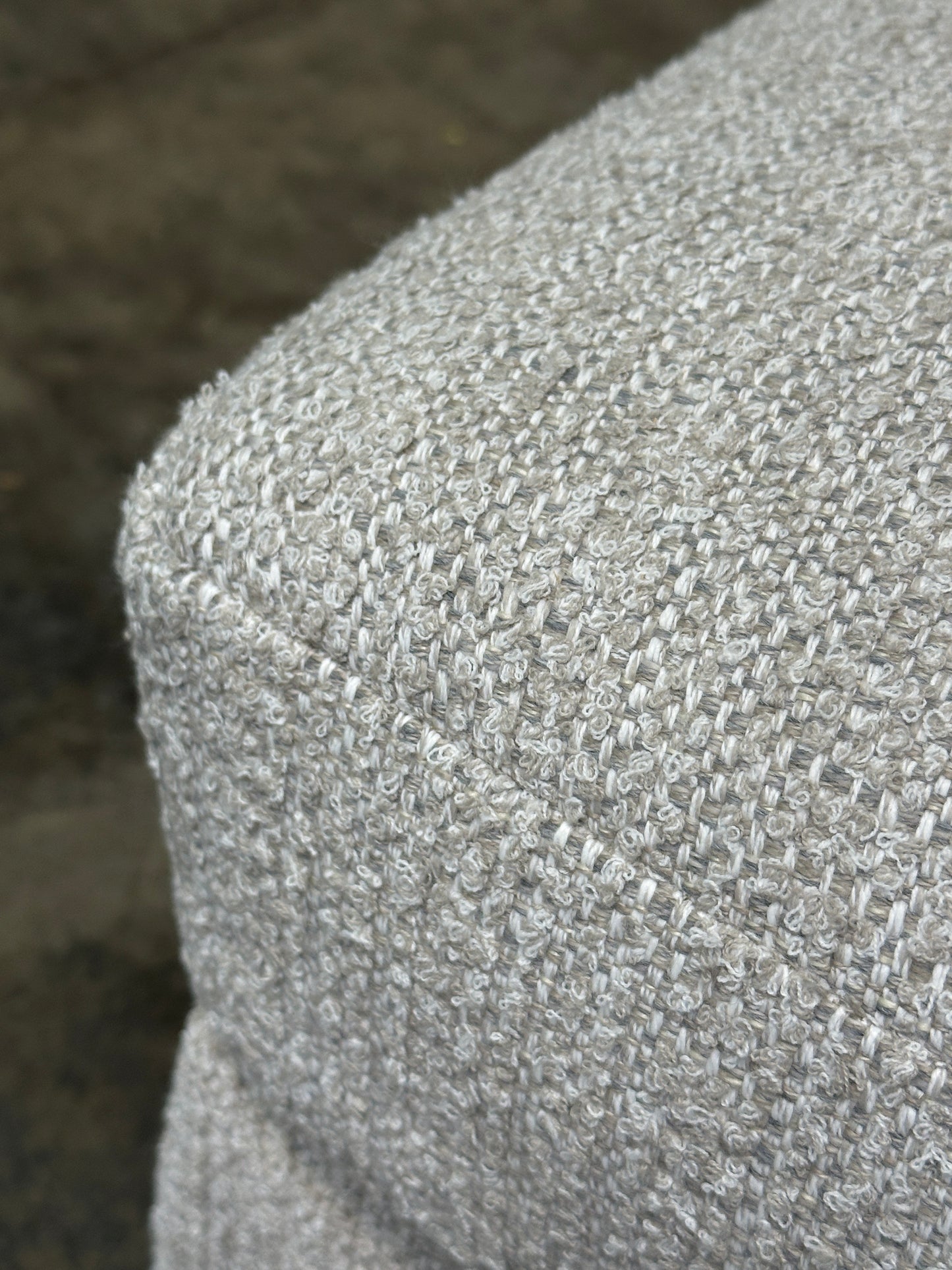 Custom Designer Upholstered Ottoman / Coffee Table, Cream Textured Fabric, 58in