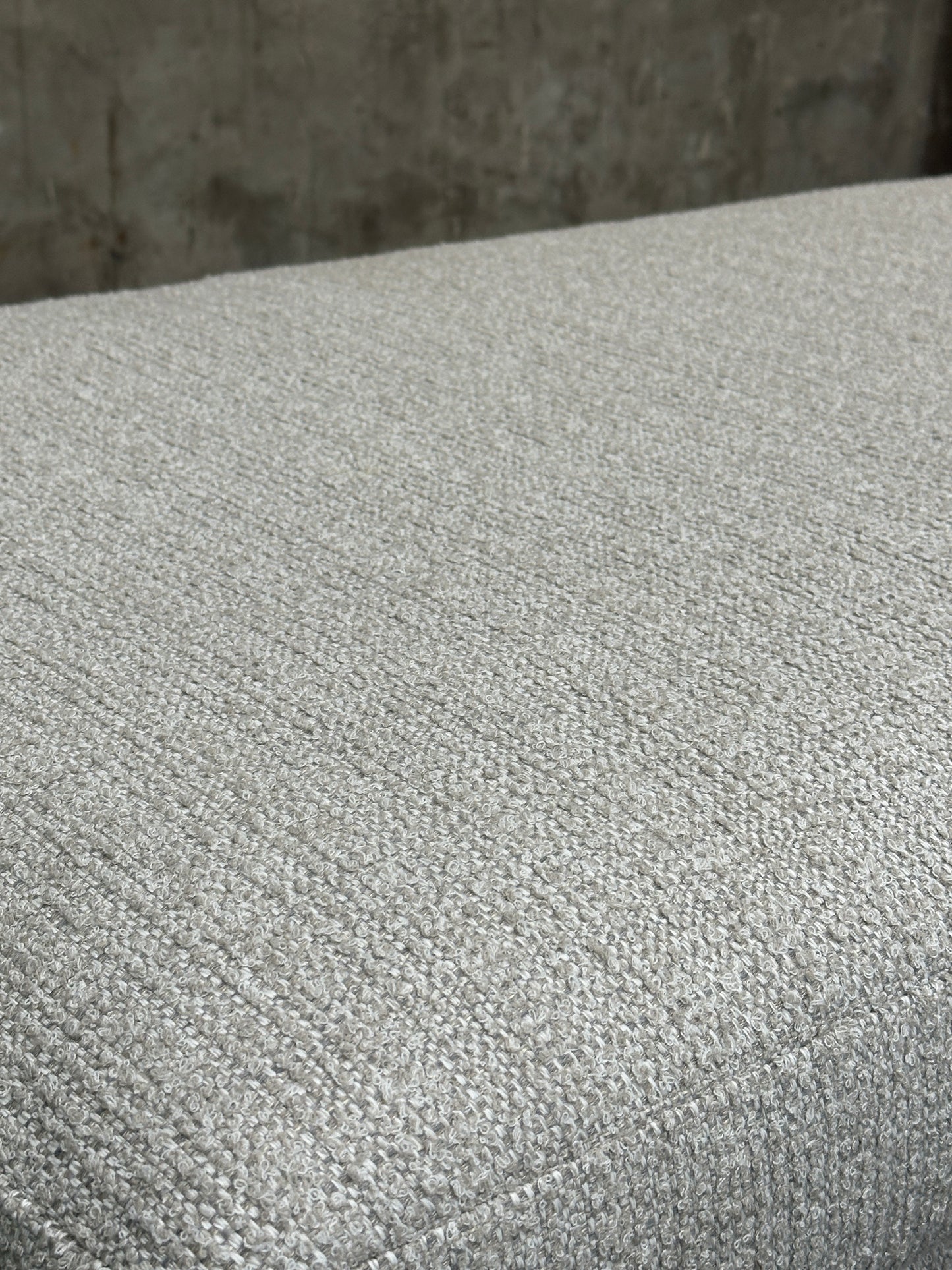 Custom Designer Upholstered Ottoman / Coffee Table, Cream Textured Fabric, 58in