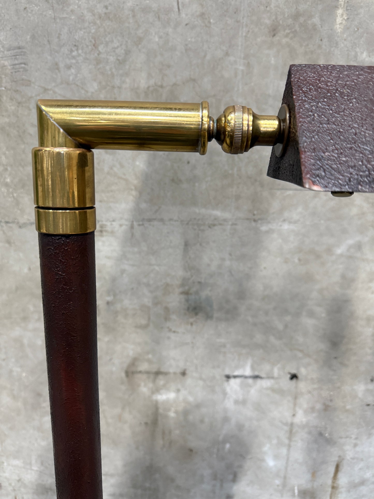 Midcentury Adjustable Floor Lamps — Brass & Textured Metal Directional Lamps (Pair)