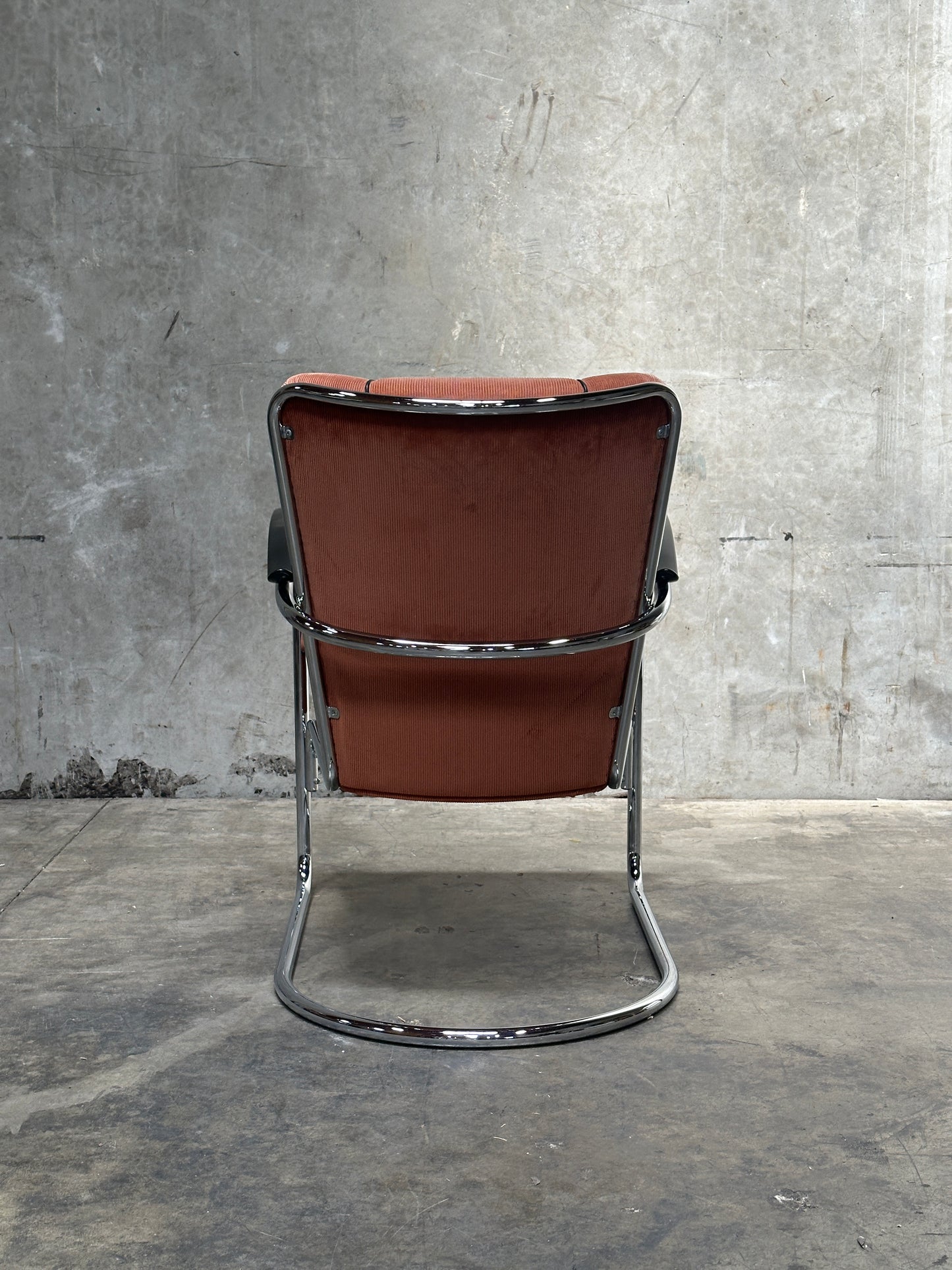 W.H. Gispen Model 412 Cantilever Armchair, Dutch Originals, Charcoal Velvet, Chrome