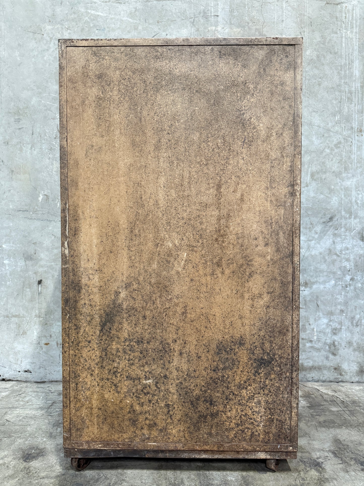 WWII-Era Fireproof Filing Cabinet — 4-Drawer Industrial Steel Safe on Casters (55.75”H)
